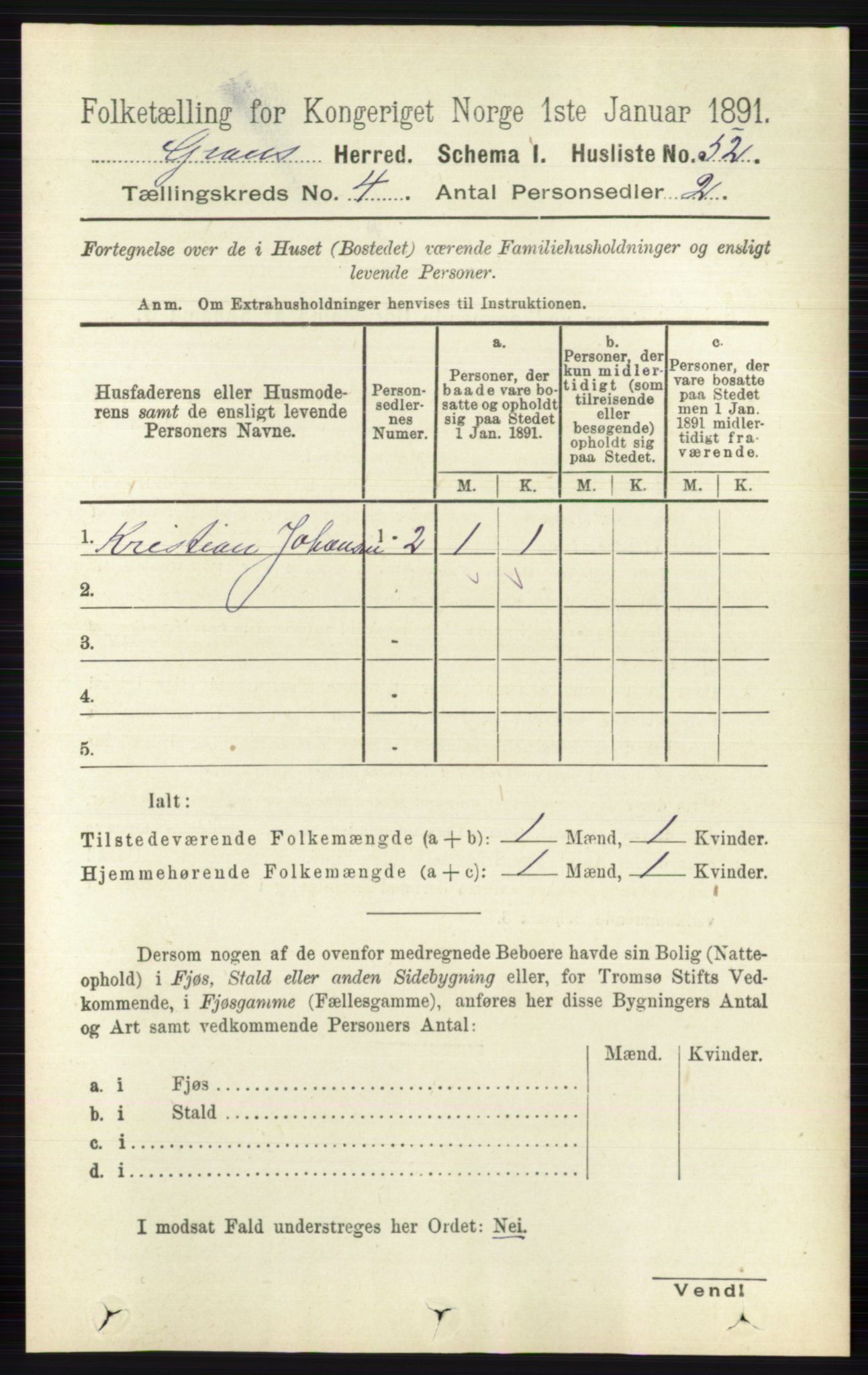 RA, Folketelling 1891 for 0534 Gran herred, 1891, s. 1143