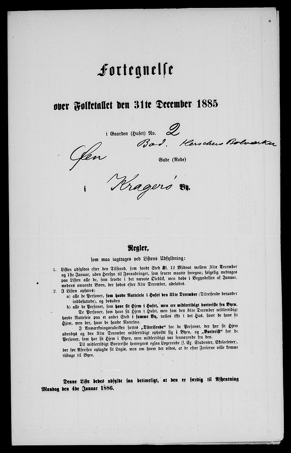 SAKO, Folketelling 1885 for 0801 Kragerø kjøpstad, 1885, s. 464
