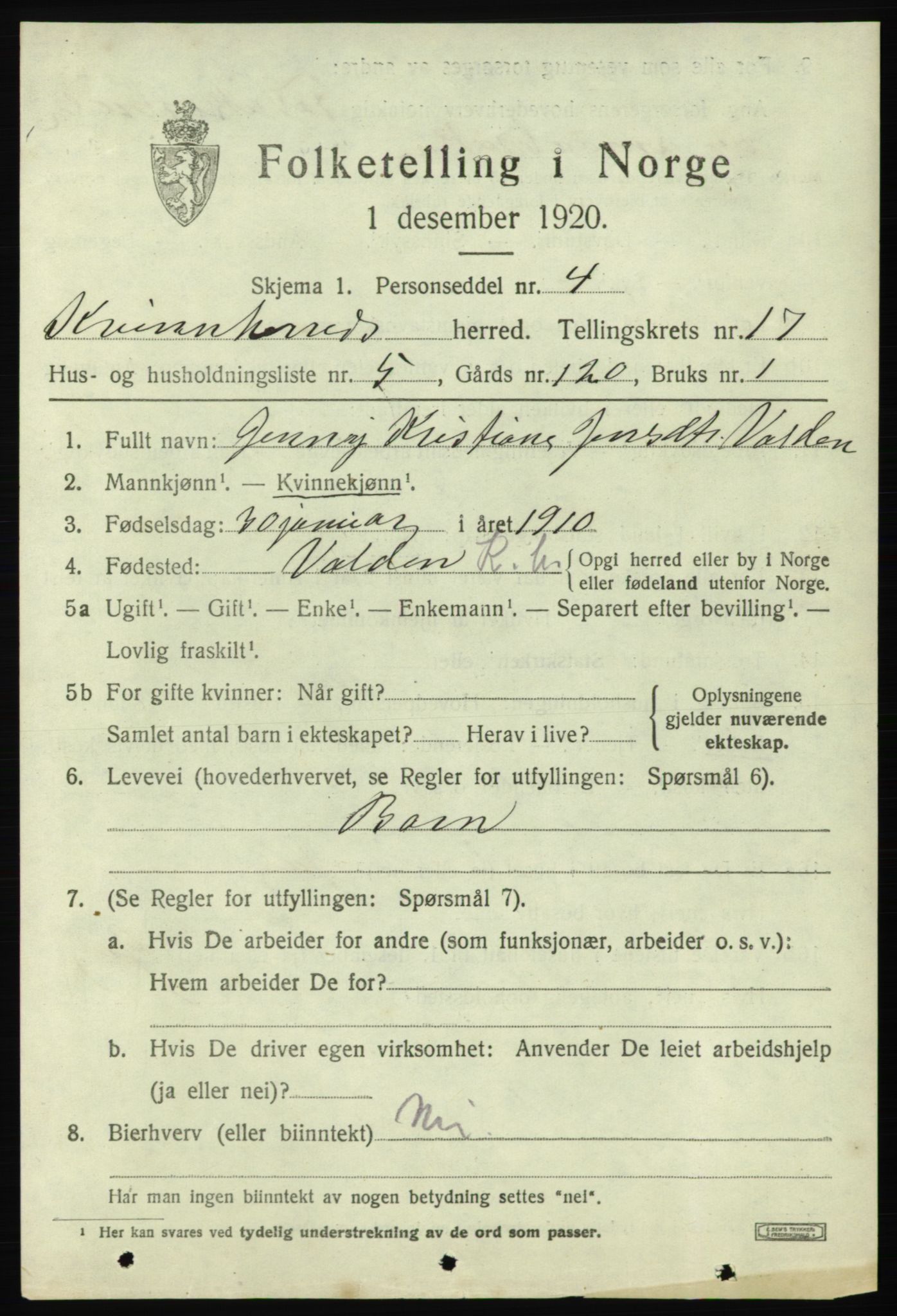 SAB, Folketelling 1920 for 1224 Kvinnherad herred, 1920, s. 10478