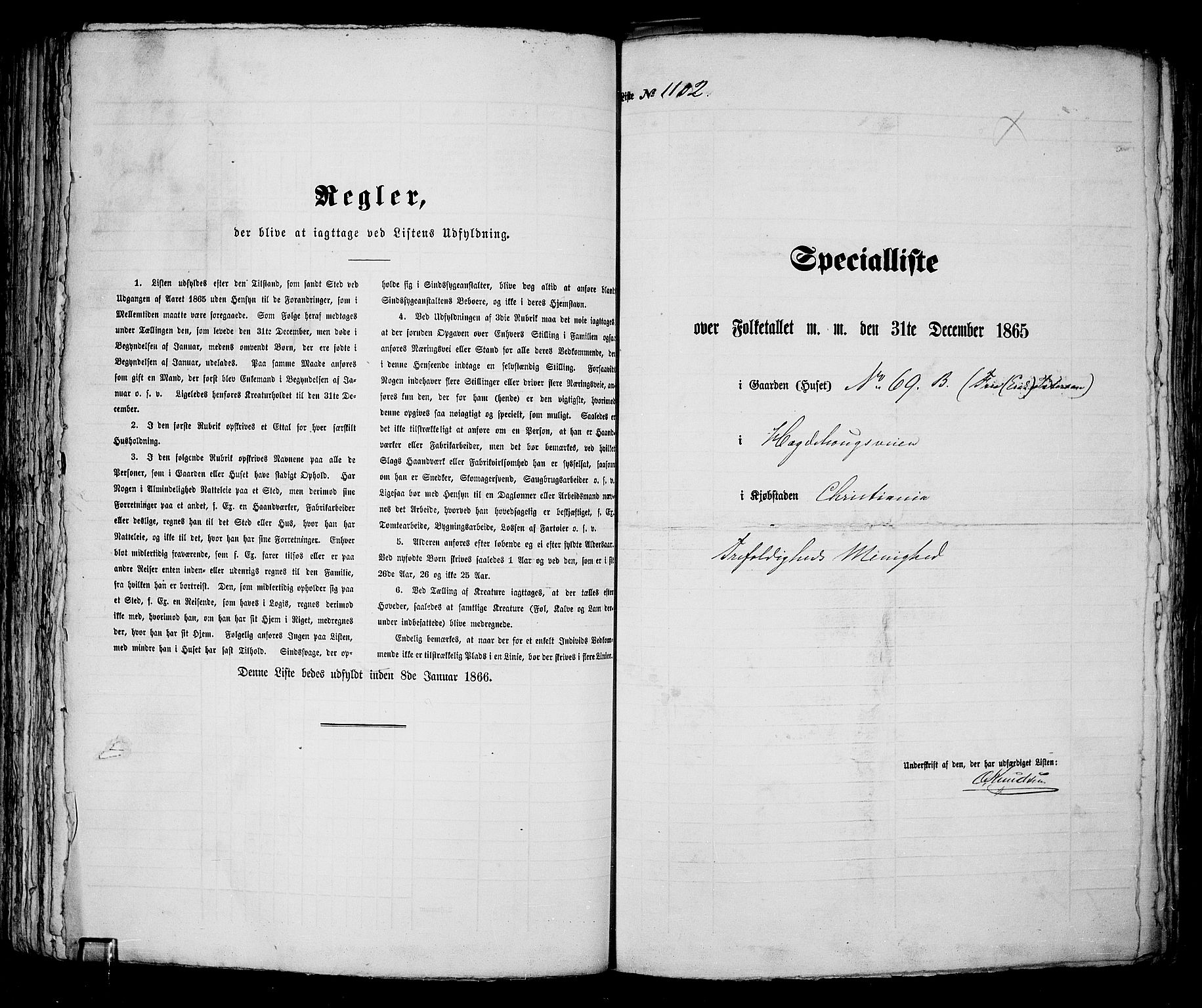 RA, Folketelling 1865 for 0301 Kristiania kjøpstad, 1865, s. 2487