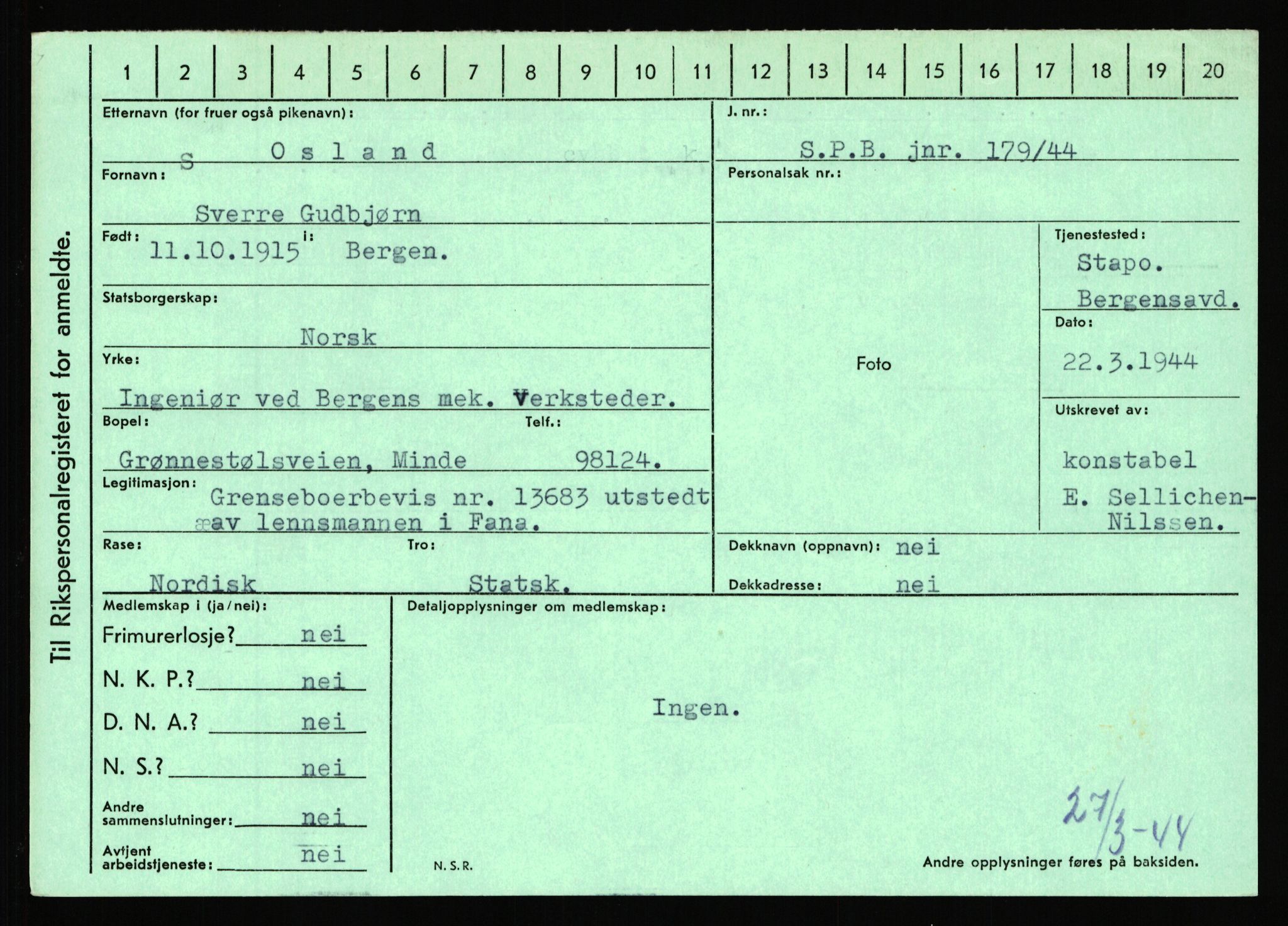 Statspolitiet - Hovedkontoret / Osloavdelingen, AV/RA-S-1329/C/Ca/L0012: Oanæs - Quistgaard	, 1943-1945, s. 2350