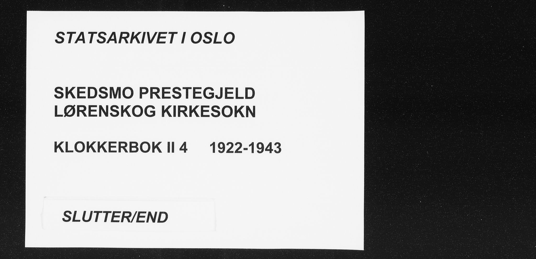 Skedsmo prestekontor Kirkebøker, AV/SAO-A-10033a/G/Gb/L0004: Klokkerbok nr. II 4, 1922-1943