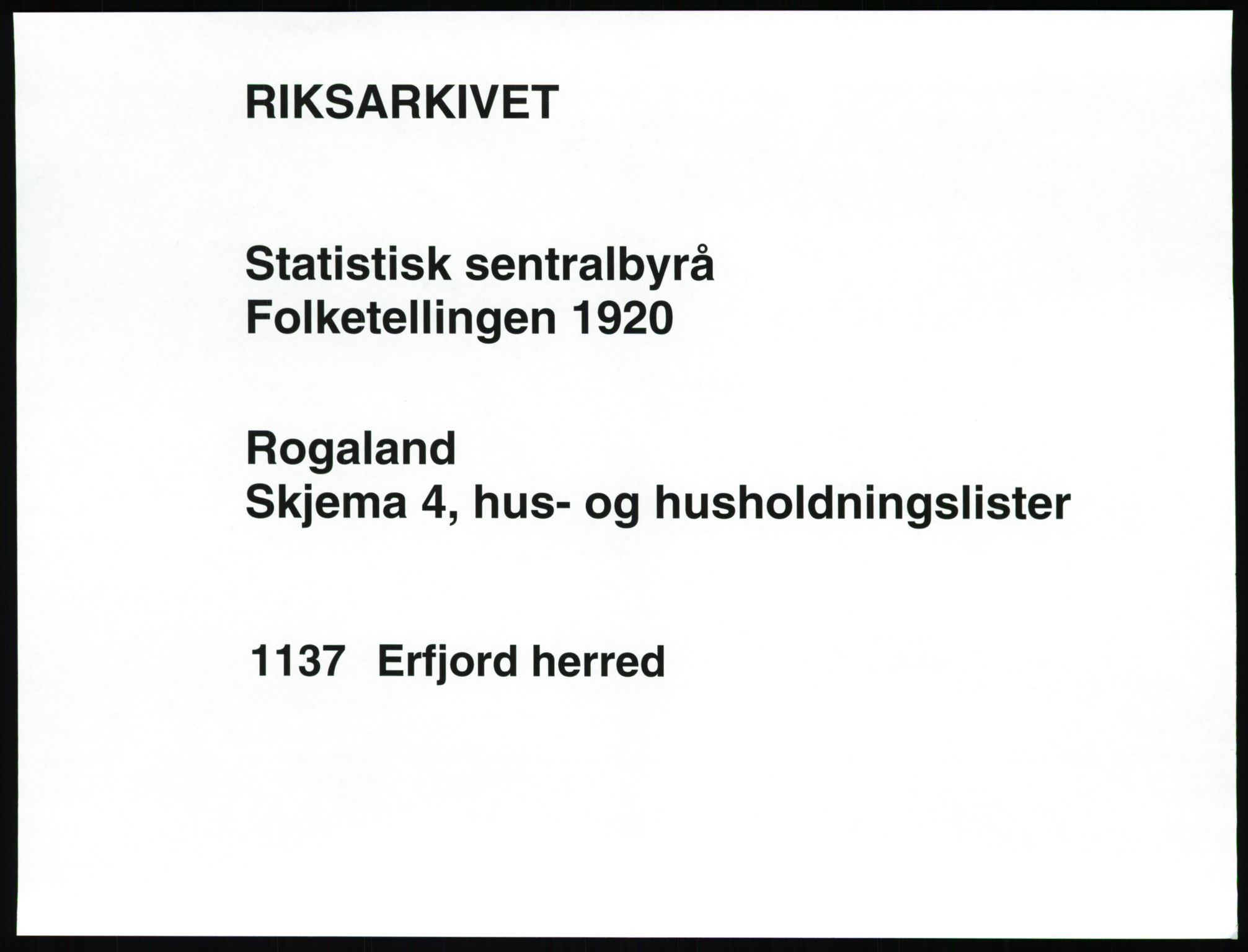 SAST, Folketelling 1920 for 1137 Erfjord herred, 1920, s. 19