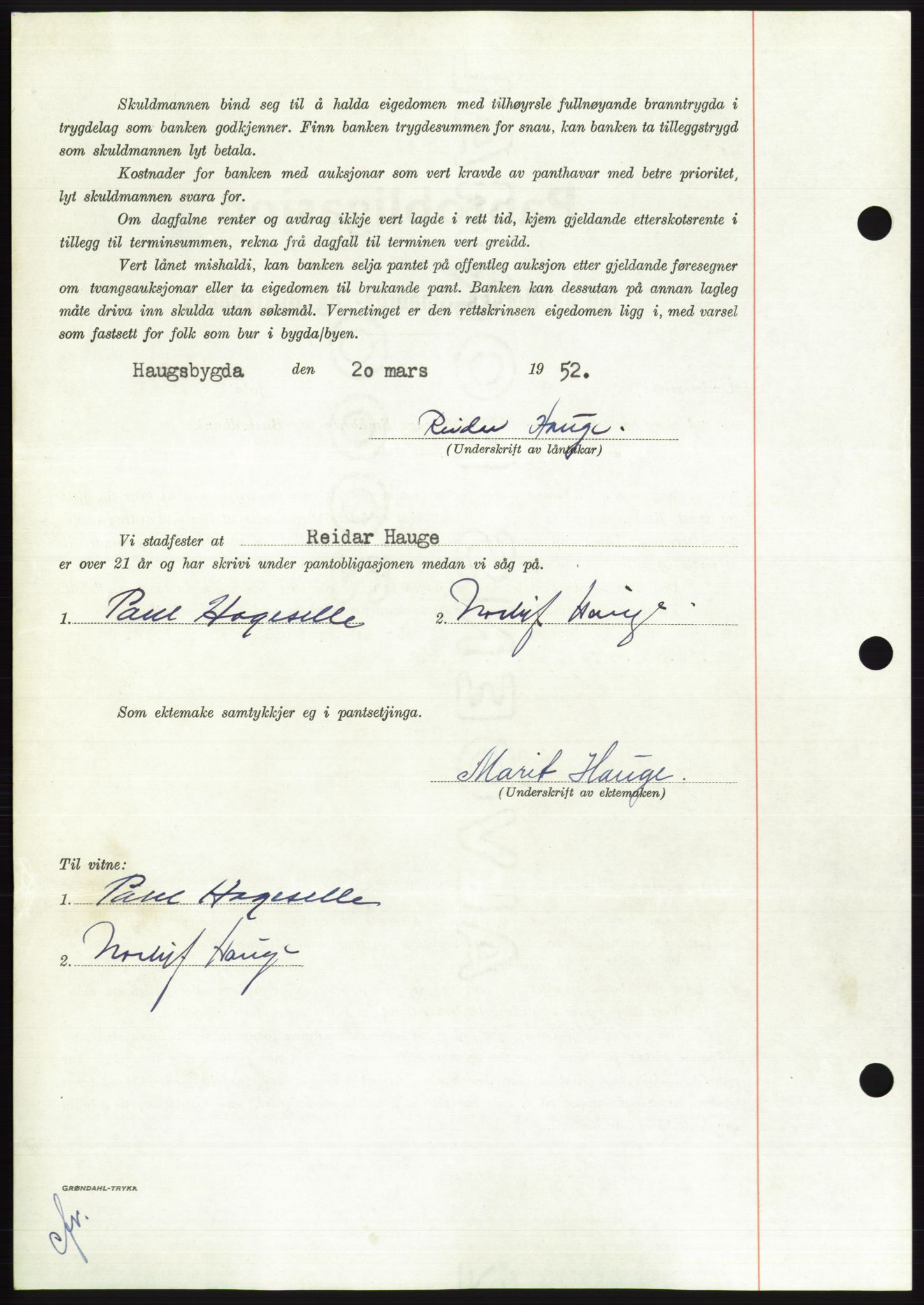 Søre Sunnmøre sorenskriveri, AV/SAT-A-4122/1/2/2C/L0121: Pantebok nr. 9B, 1951-1952, Dagboknr: 715/1952