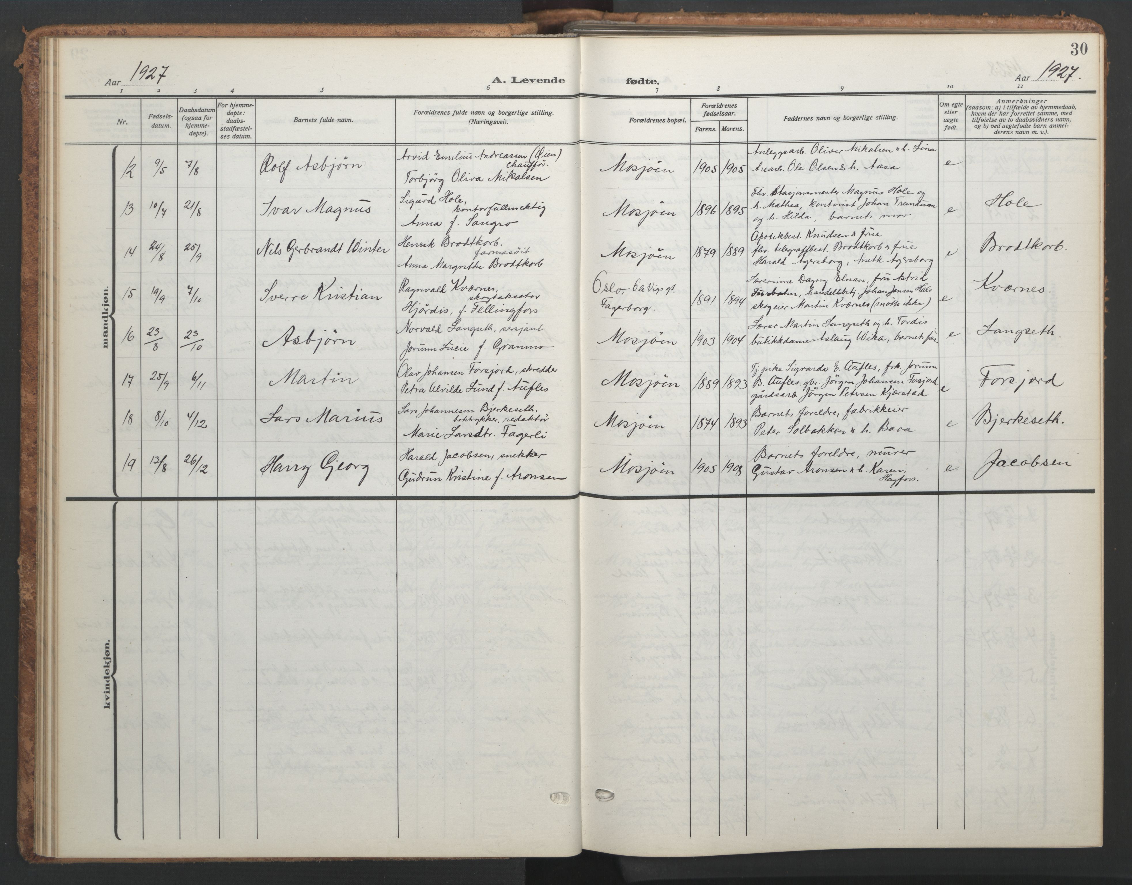 Ministerialprotokoller, klokkerbøker og fødselsregistre - Nordland, AV/SAT-A-1459/820/L0303: Klokkerbok nr. 820C05, 1917-1952, s. 30