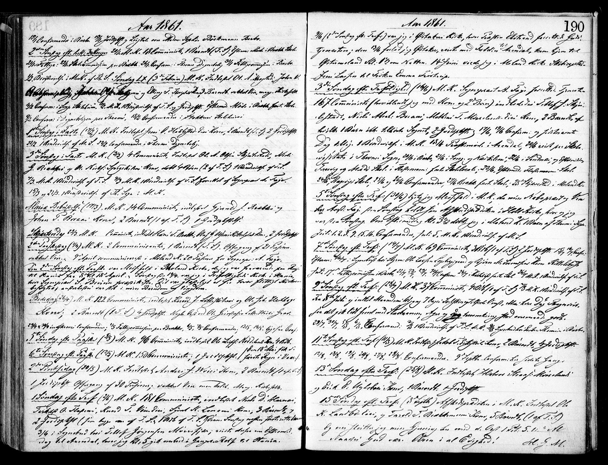 Austre Moland sokneprestkontor, SAK/1111-0001/F/Fa/Faa/L0008: Ministerialbok nr. A 8, 1858-1868, s. 190