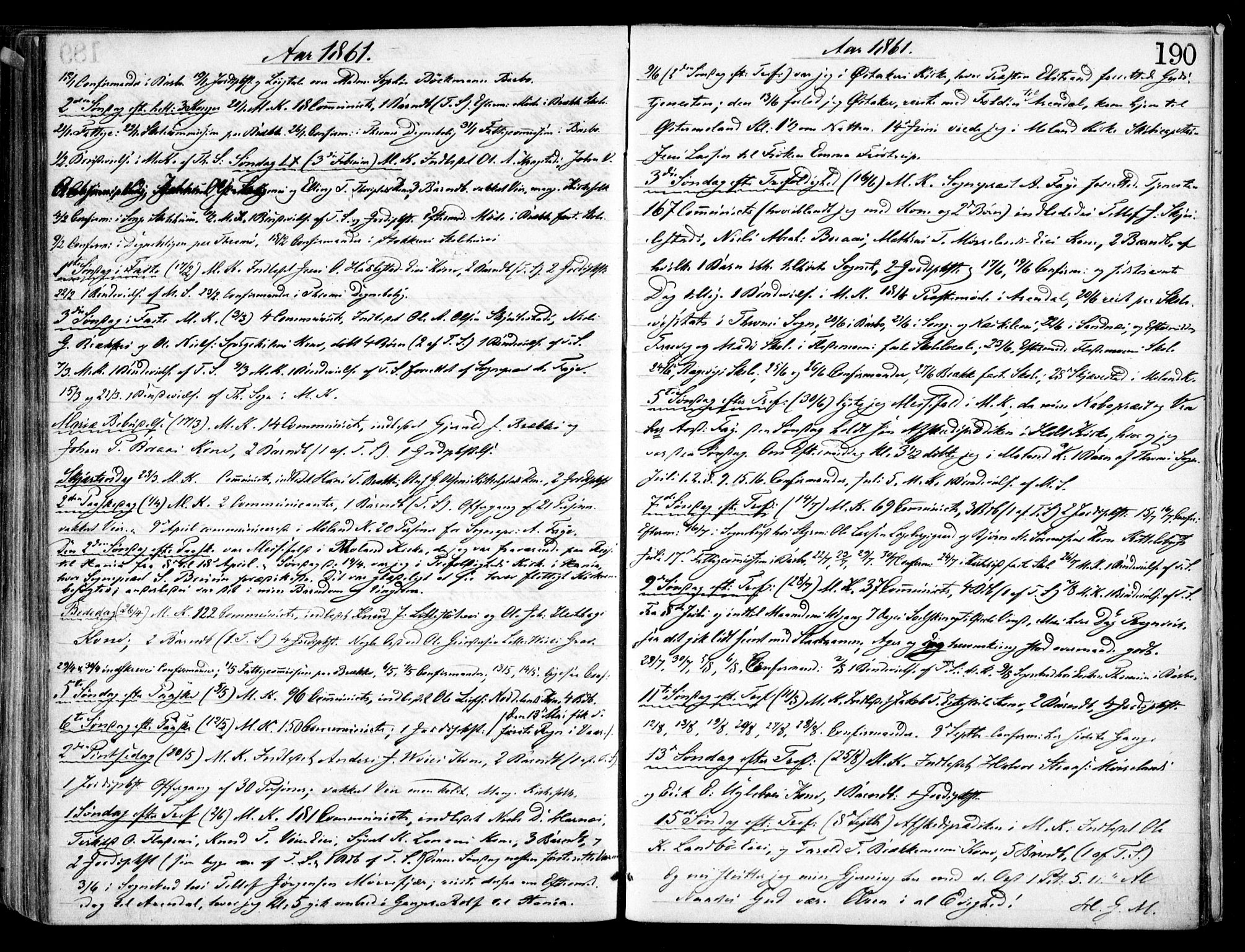 Austre Moland sokneprestkontor, AV/SAK-1111-0001/F/Fa/Faa/L0008: Ministerialbok nr. A 8, 1858-1868, s. 190