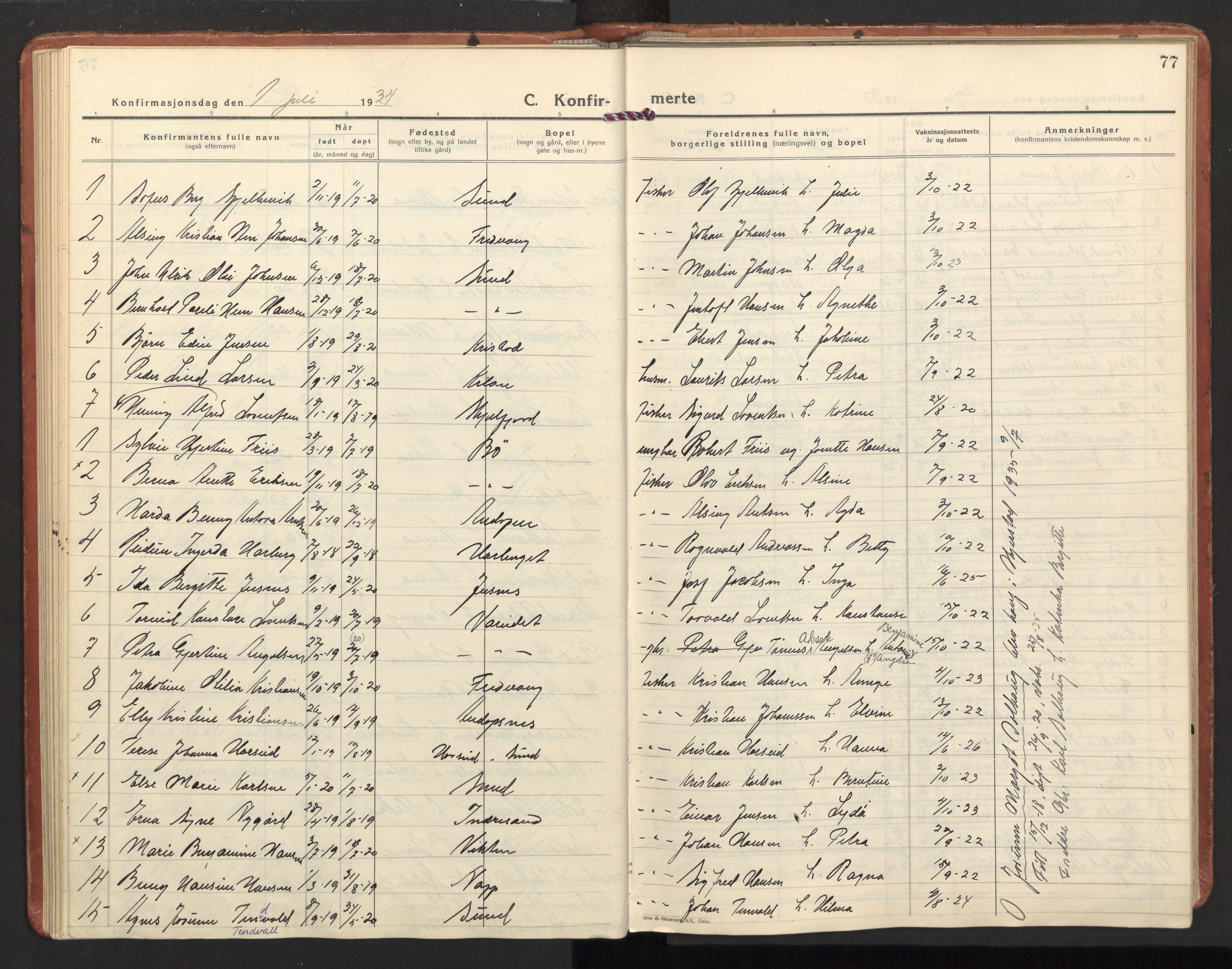 Ministerialprotokoller, klokkerbøker og fødselsregistre - Nordland, AV/SAT-A-1459/885/L1211: Ministerialbok nr. 885A11, 1927-1938, s. 77