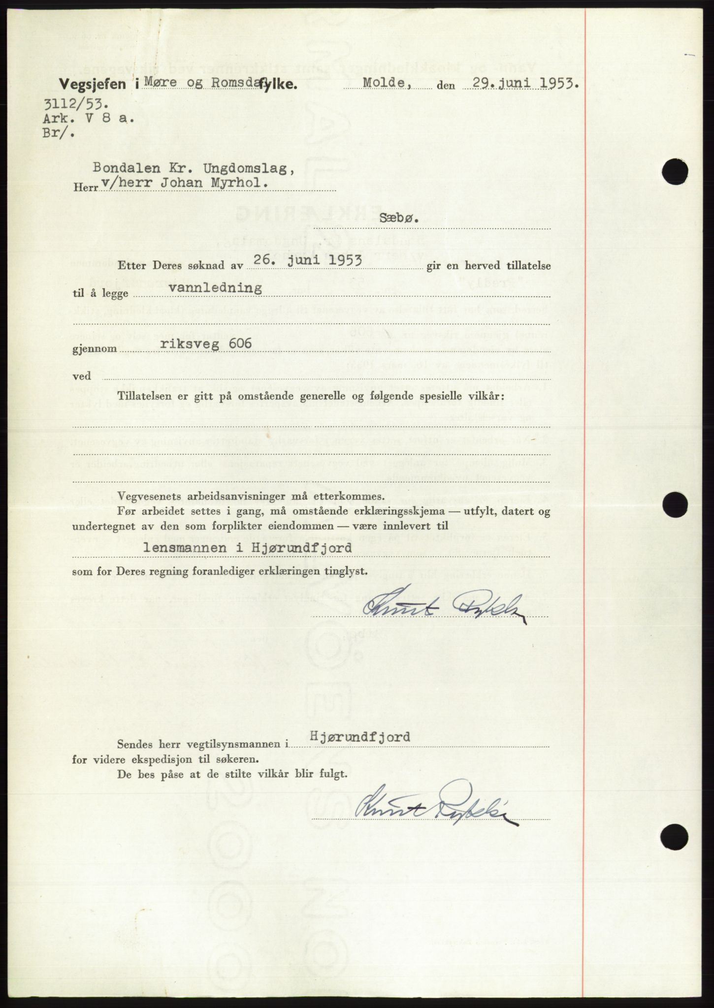 Søre Sunnmøre sorenskriveri, AV/SAT-A-4122/1/2/2C/L0095: Pantebok nr. 21A, 1953-1953, Dagboknr: 2044/1953