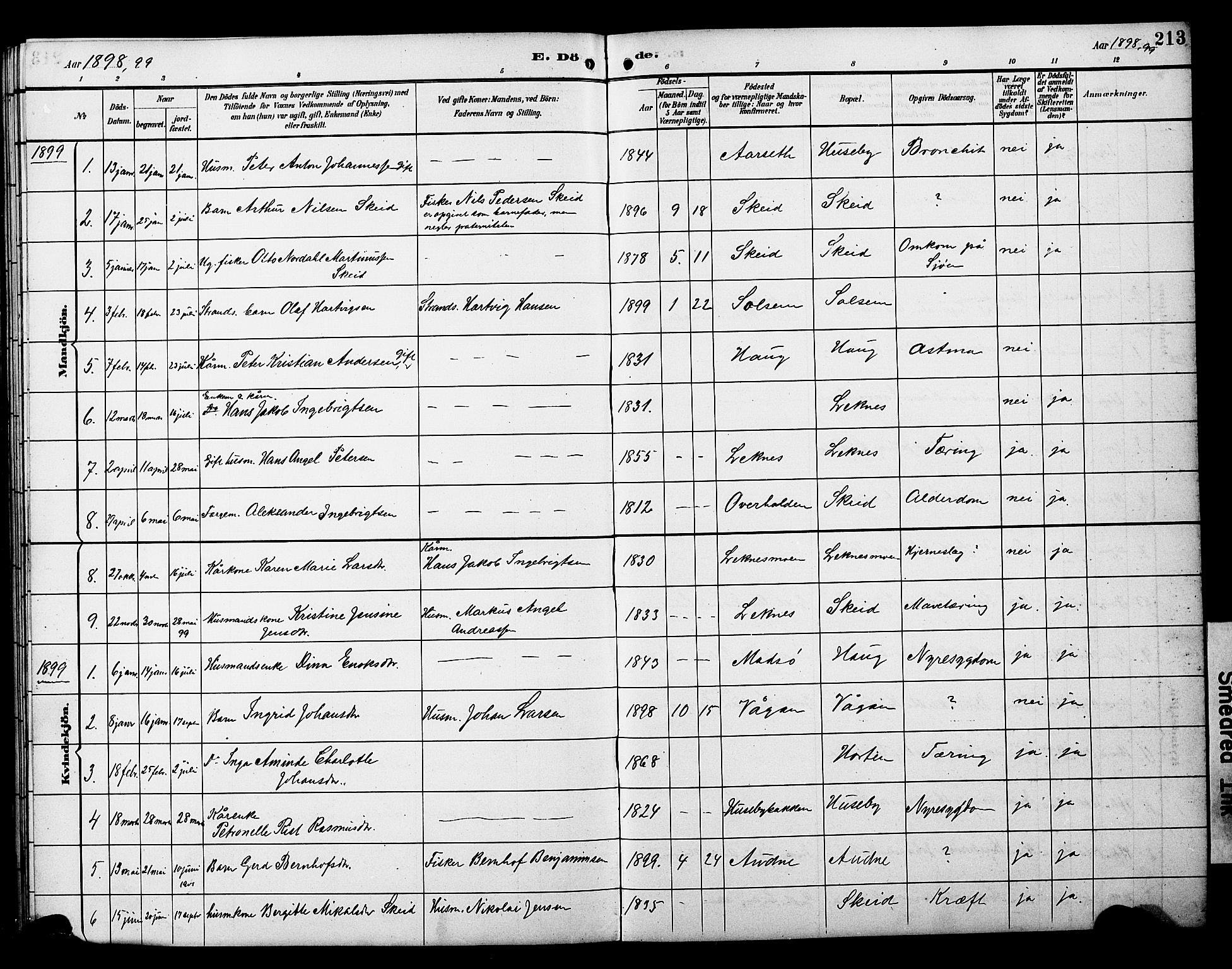 Ministerialprotokoller, klokkerbøker og fødselsregistre - Nord-Trøndelag, SAT/A-1458/788/L0701: Klokkerbok nr. 788C01, 1888-1913, s. 213