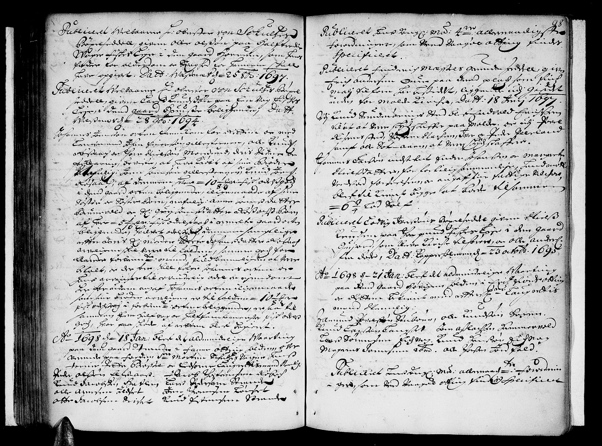 Romsdal sorenskriveri, AV/SAT-A-4149/1/1/1A/L0003: Tingbok, 1694-1699, s. 97b-98a