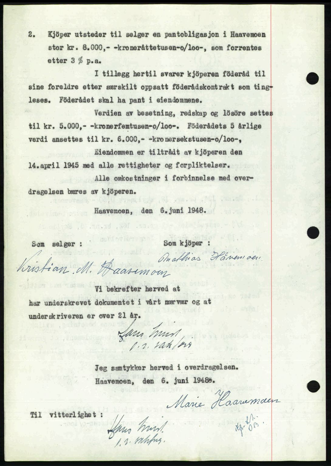Sør-Gudbrandsdal tingrett, SAH/TING-004/H/Hb/Hbd/L0022: Pantebok nr. A22, 1948-1948, Dagboknr: 1588/1948
