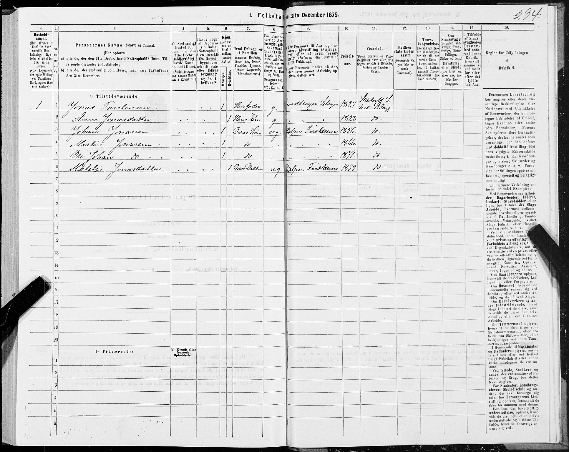 SAT, Folketelling 1875 for 1714P Nedre Stjørdal prestegjeld, 1875, s. 1294