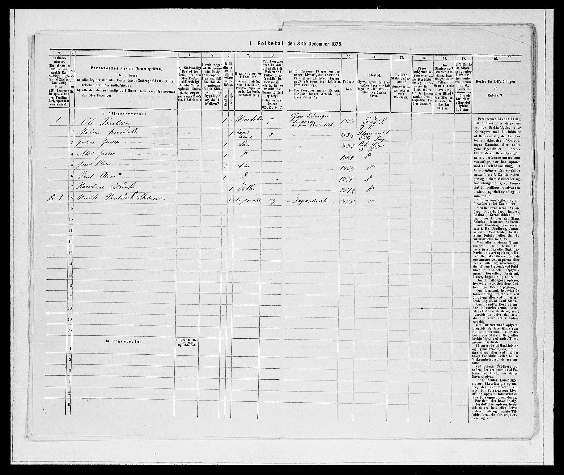 SAB, Folketelling 1875 for 1443P Eid prestegjeld, 1875, s. 117