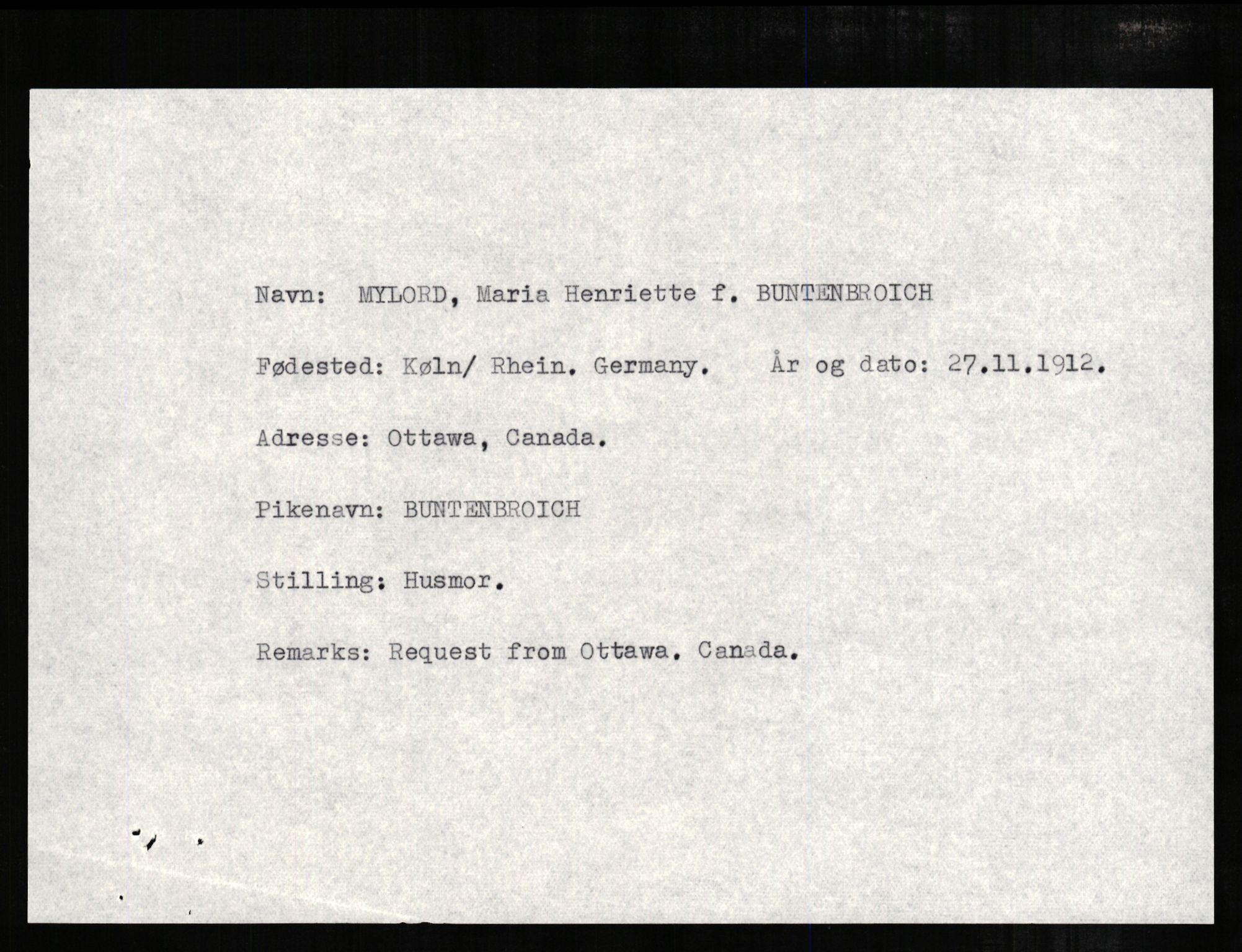 Forsvaret, Forsvarets overkommando II, RA/RAFA-3915/D/Db/L0004: CI Questionaires. Tyske okkupasjonsstyrker i Norge. Tyskere., 1945-1946, s. 503