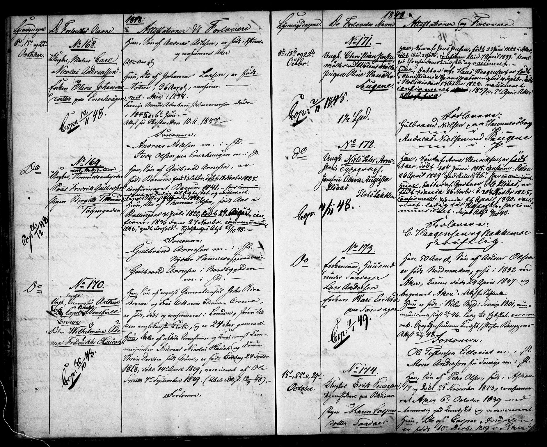 Aker prestekontor kirkebøker, AV/SAO-A-10861/H/L0004: Lysningsprotokoll nr. 4, 1848-1853