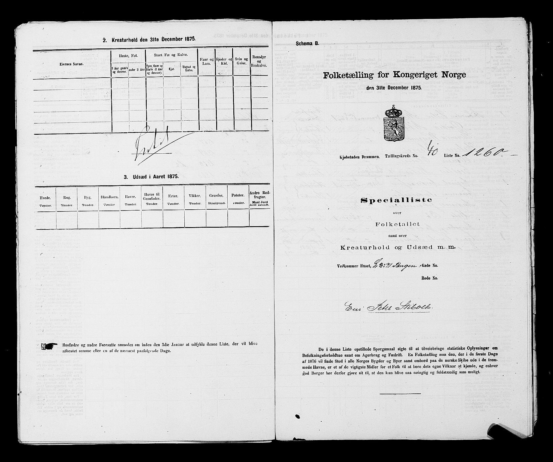 SAKO, Folketelling 1875 for 0602 Drammen kjøpstad, 1875, s. 3452