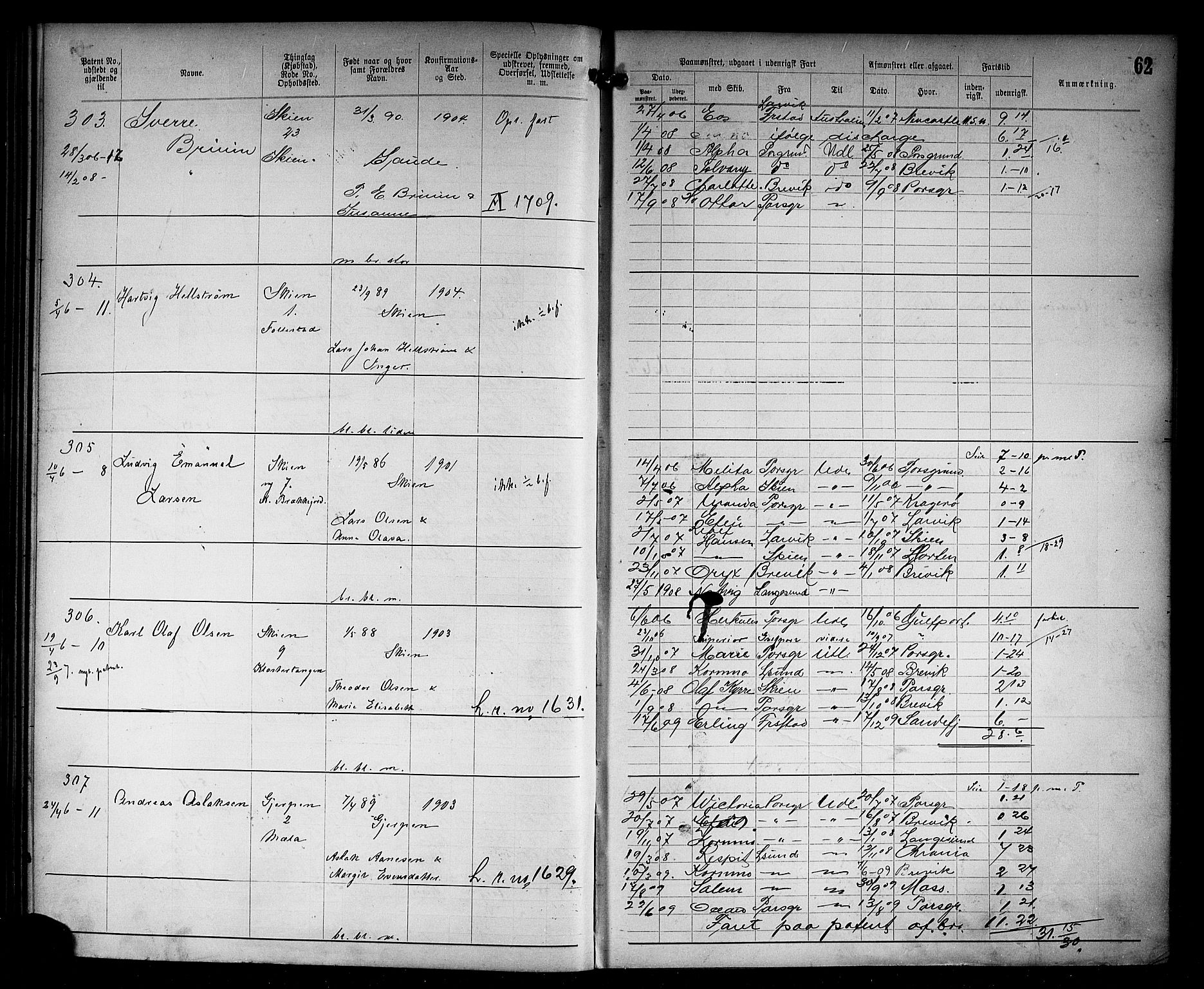 Skien innrulleringskontor, AV/SAKO-A-832/F/Fc/L0006: Annotasjonsrulle, 1899-1911, s. 64