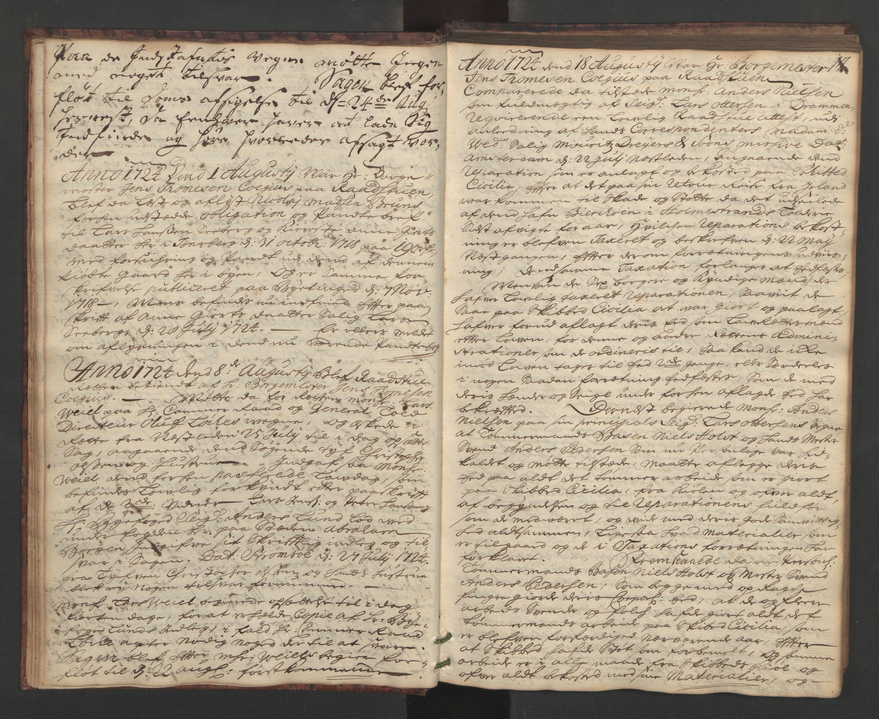 Tønsberg rådstuerett, AV/SAKO-A-800/F/Fa/L0010: Rådstuprotokoll, 1724-1727, s. 13b-14a