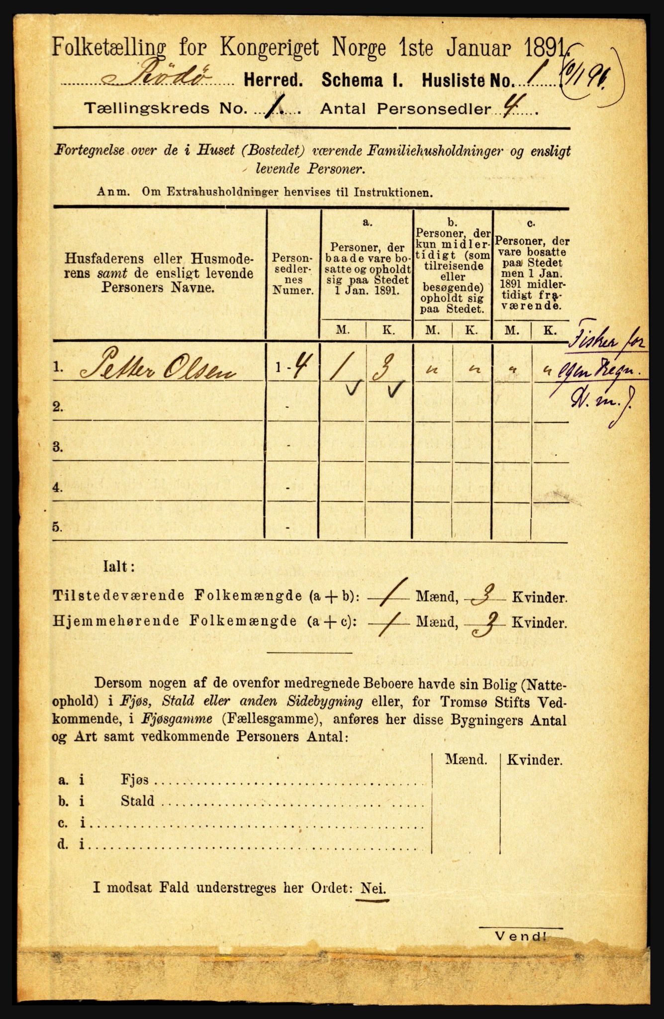 RA, Folketelling 1891 for 1836 Rødøy herred, 1891, s. 18