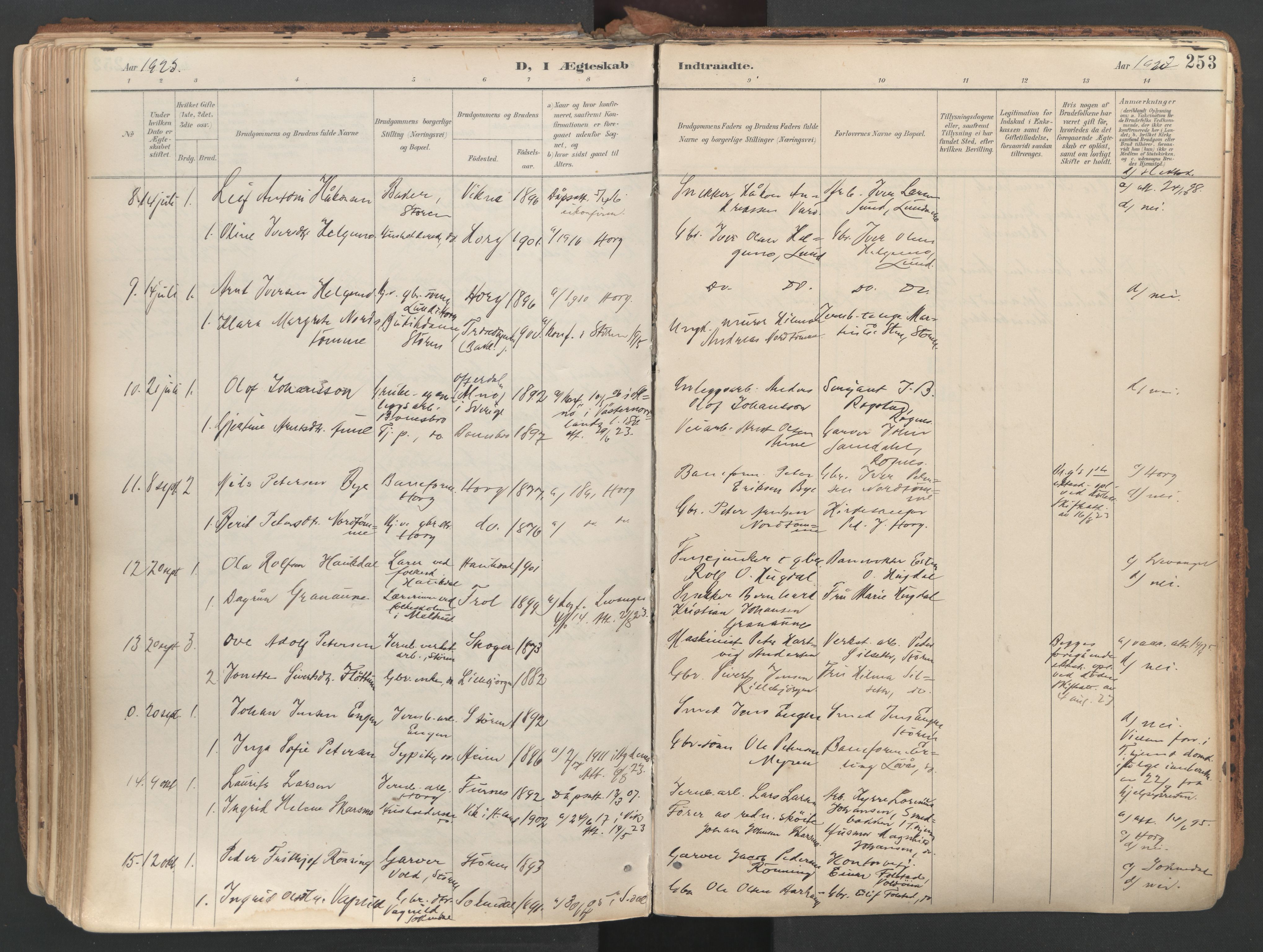 Ministerialprotokoller, klokkerbøker og fødselsregistre - Sør-Trøndelag, AV/SAT-A-1456/687/L1004: Ministerialbok nr. 687A10, 1891-1923, s. 253