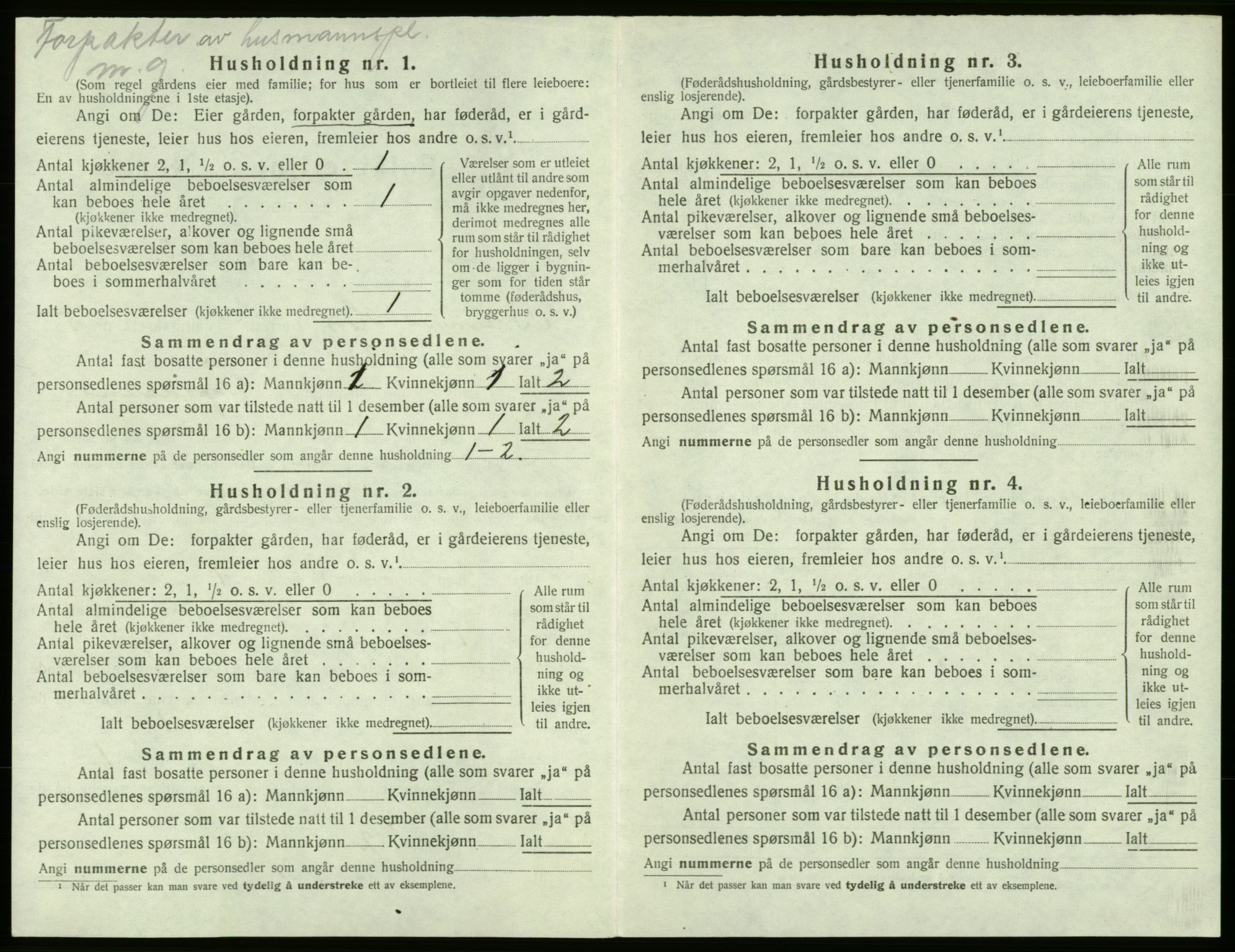 SAB, Folketelling 1920 for 1220 Bremnes herred, 1920, s. 260