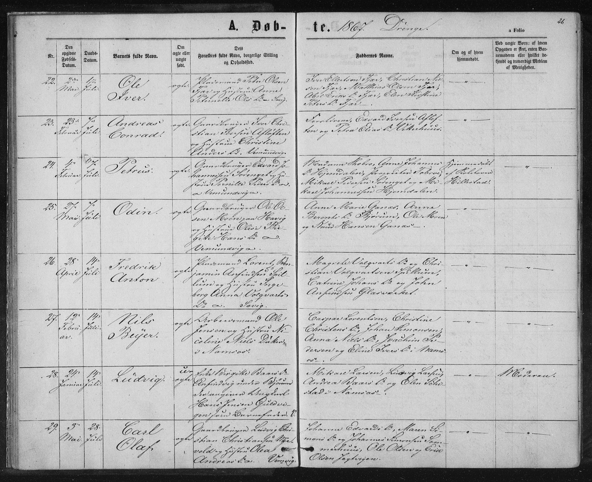 Ministerialprotokoller, klokkerbøker og fødselsregistre - Nord-Trøndelag, AV/SAT-A-1458/768/L0570: Ministerialbok nr. 768A05, 1865-1874, s. 26