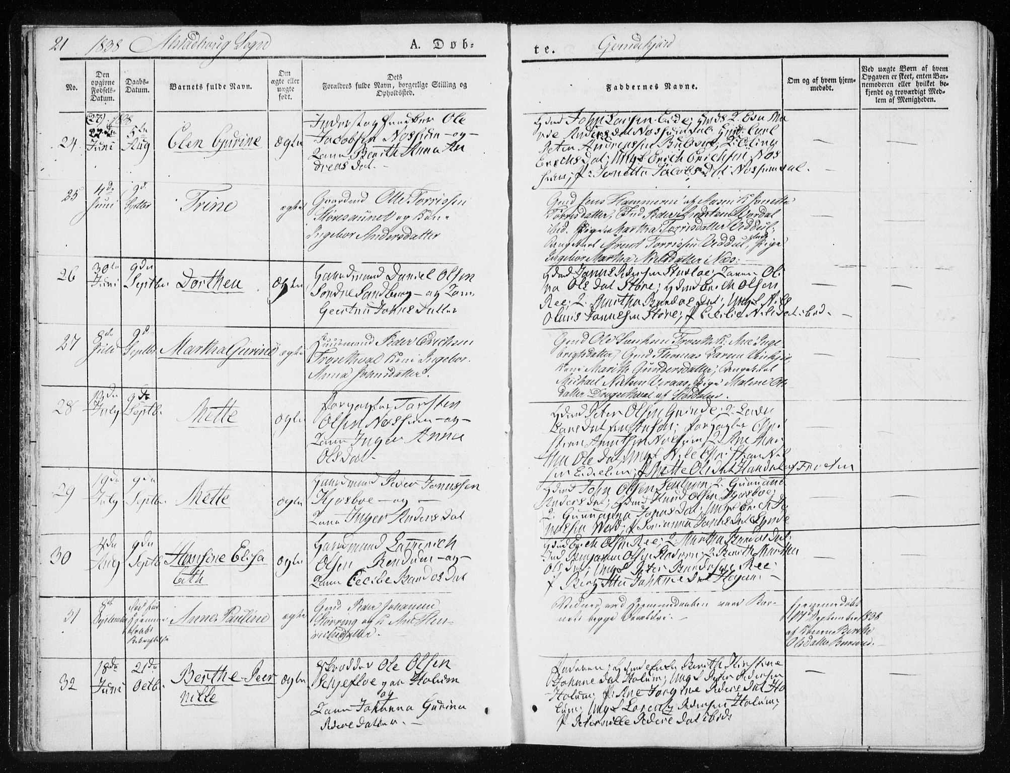 Ministerialprotokoller, klokkerbøker og fødselsregistre - Nord-Trøndelag, SAT/A-1458/717/L0154: Ministerialbok nr. 717A06 /1, 1836-1849, s. 21