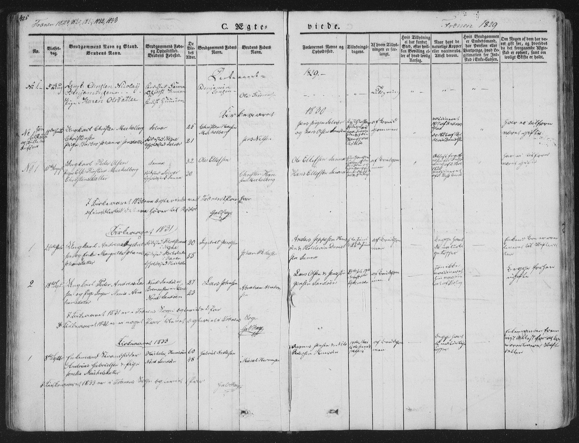 Ministerialprotokoller, klokkerbøker og fødselsregistre - Nordland, AV/SAT-A-1459/839/L0566: Ministerialbok nr. 839A03, 1825-1862, s. 425