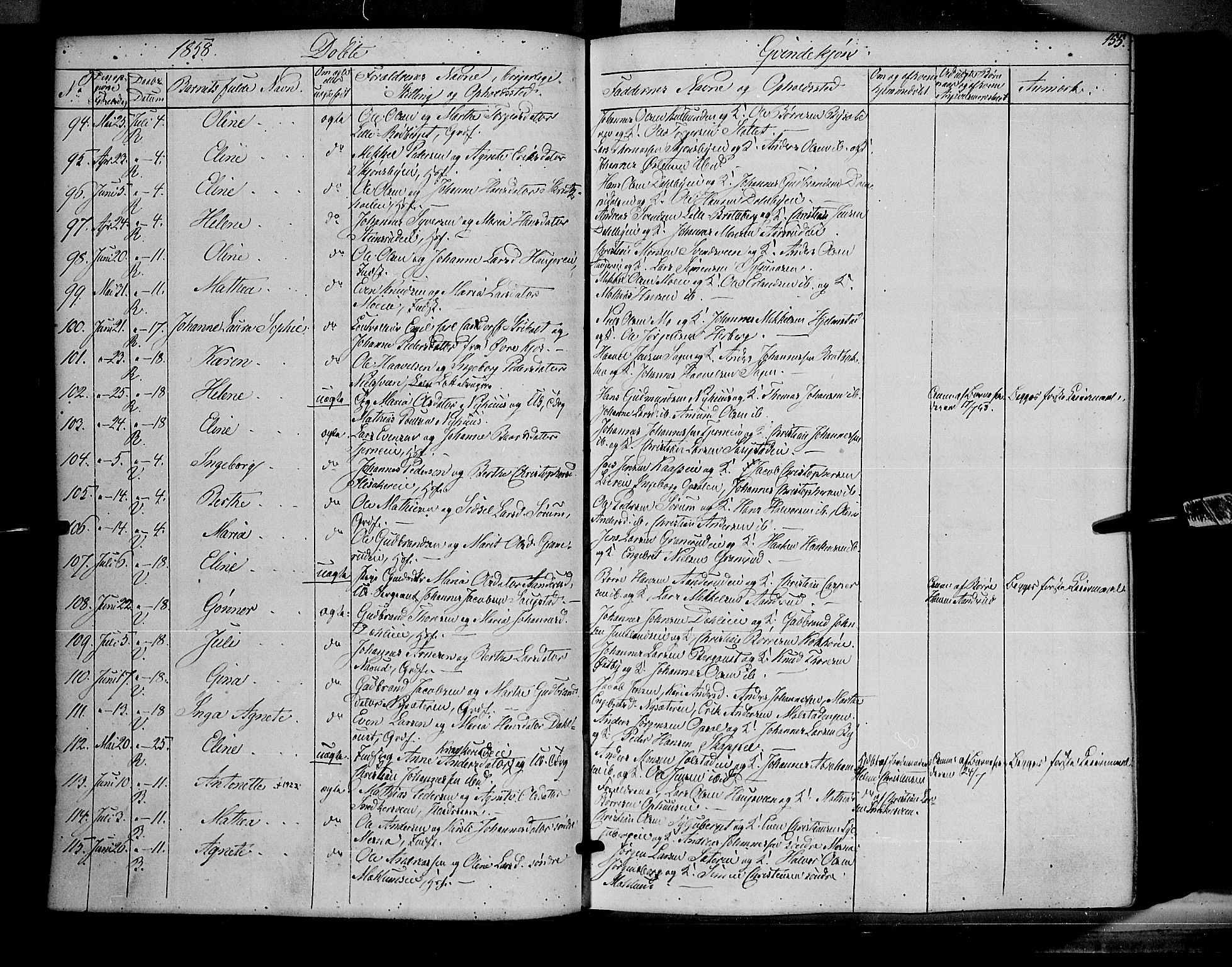 Ringsaker prestekontor, AV/SAH-PREST-014/K/Ka/L0009: Ministerialbok nr. 9, 1850-1860, s. 155
