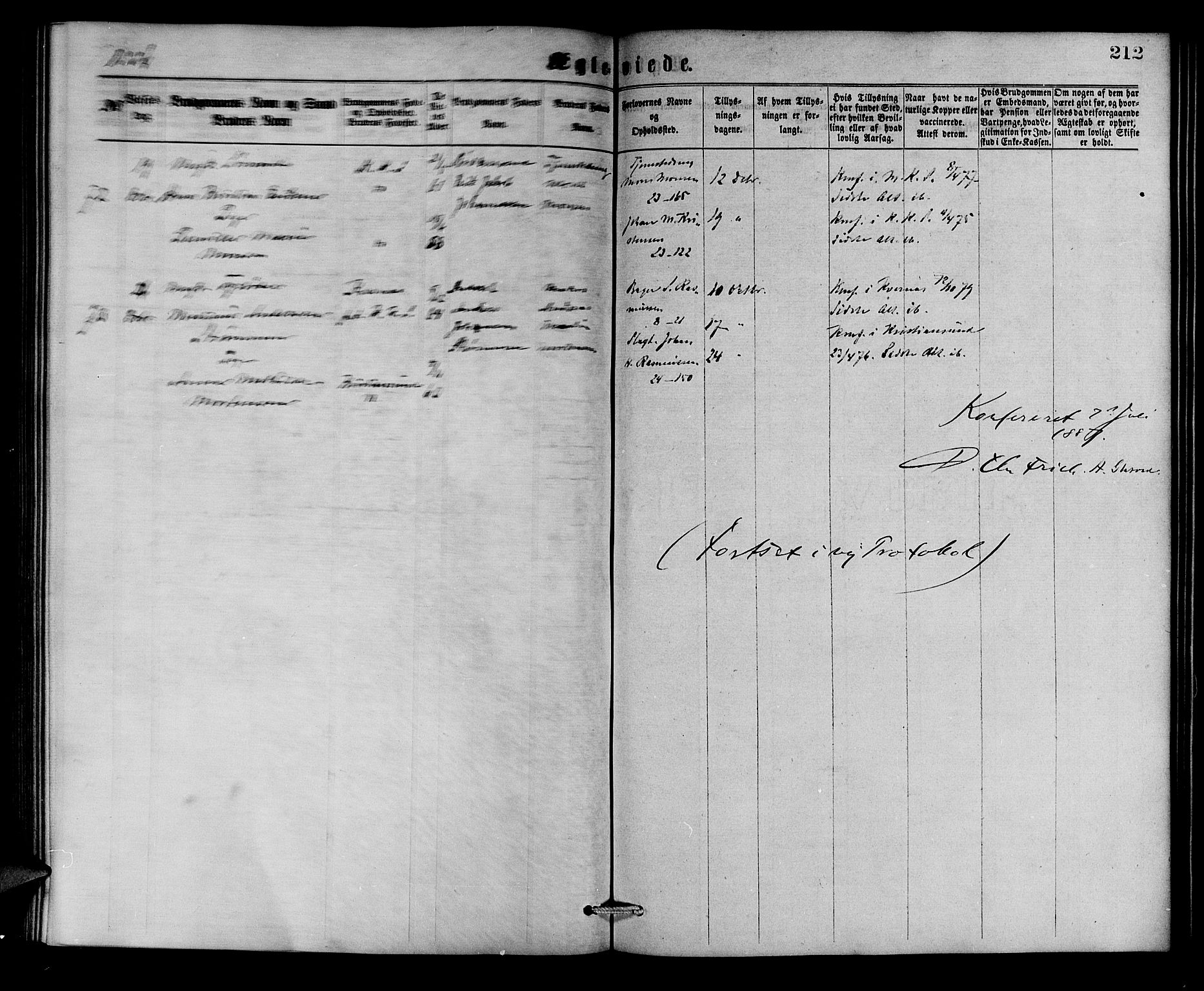 Korskirken sokneprestembete, AV/SAB-A-76101/H/Hab: Klokkerbok nr. D 2, 1867-1886, s. 212