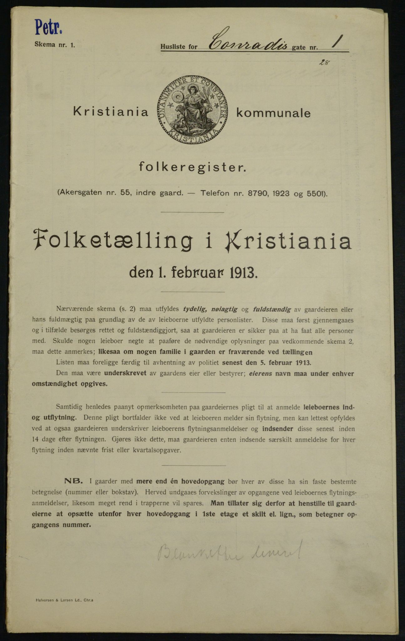 OBA, Kommunal folketelling 1.2.1913 for Kristiania, 1913, s. 13322