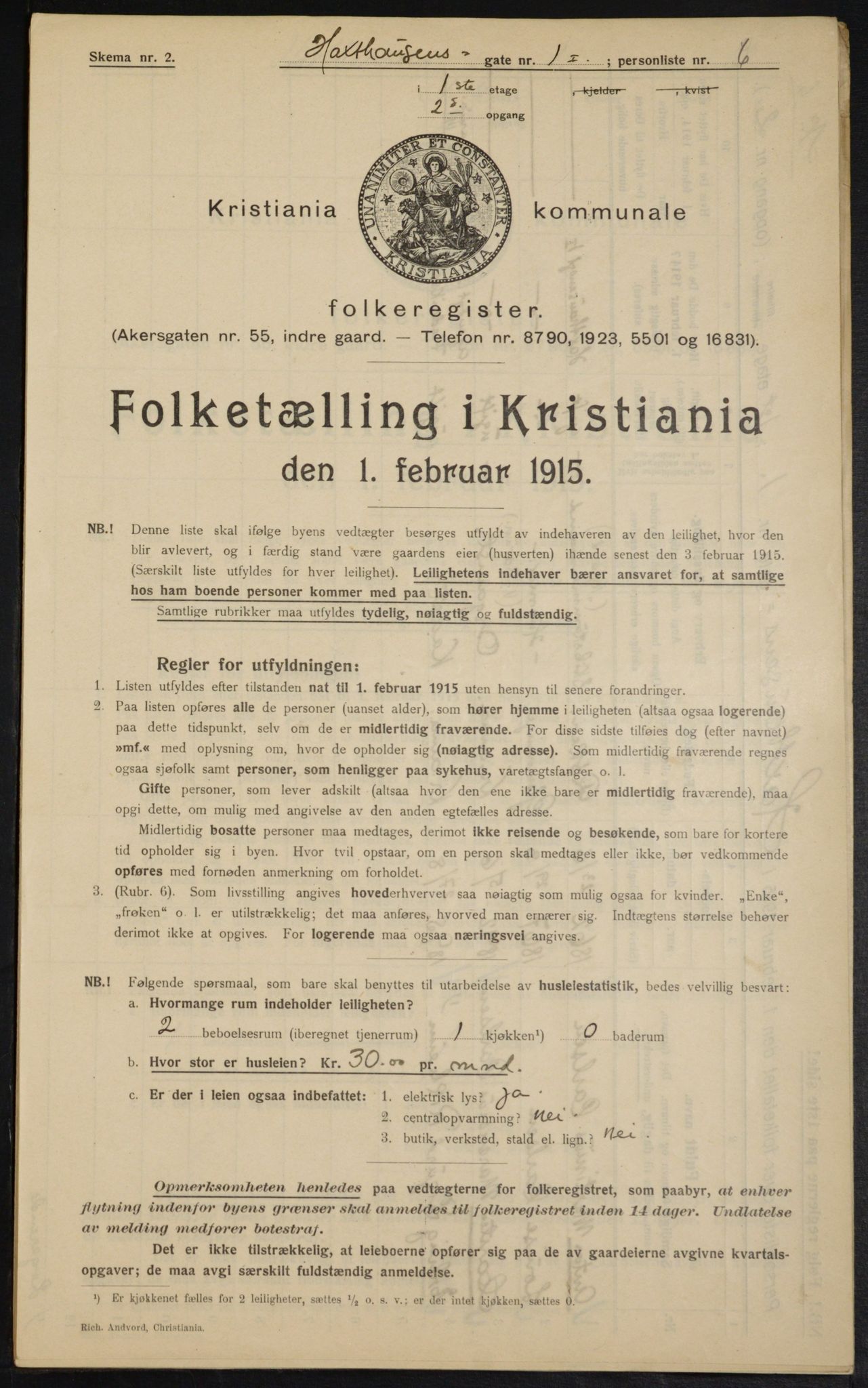 OBA, Kommunal folketelling 1.2.1915 for Kristiania, 1915, s. 35115