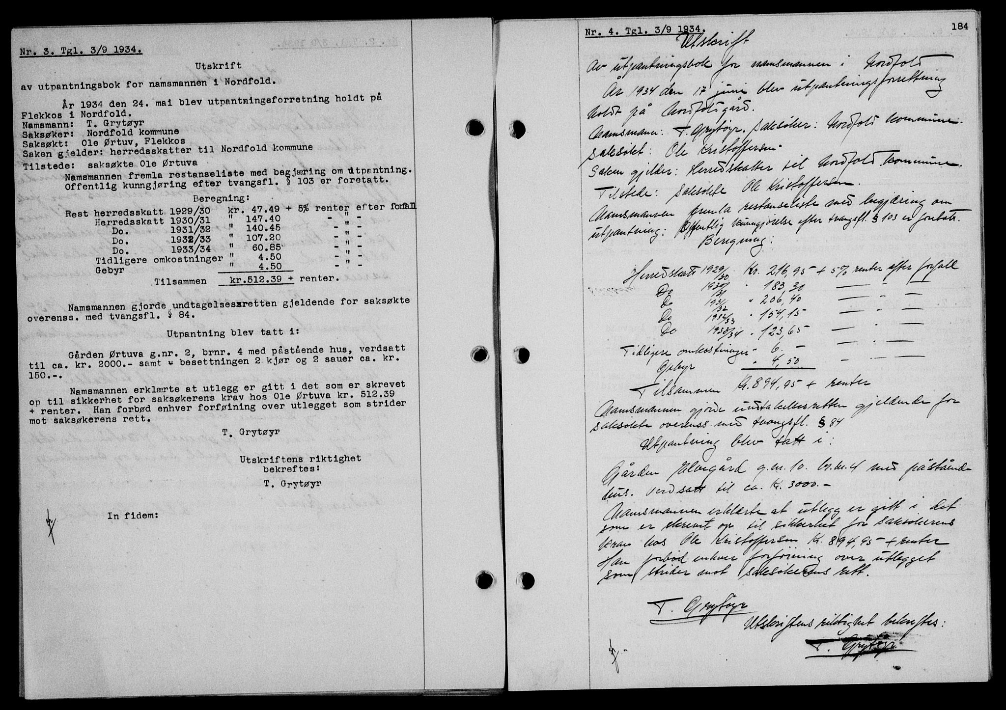 Salten sorenskriveri, SAT/A-4578/1/2/2C/L0065: Pantebok nr. 55, 1934-1934, Tingl.dato: 03.09.1934