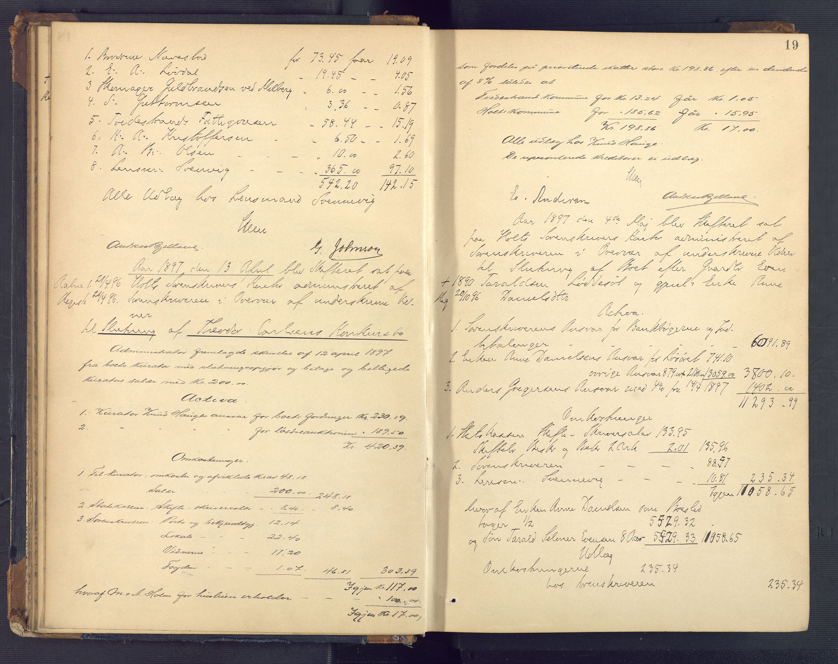 Holt sorenskriveri, AV/SAK-1221-0002/H/Hc/L0036: Skifteutlodningsprotokoll nr. 11, 1896-1911, s. 18b-19a
