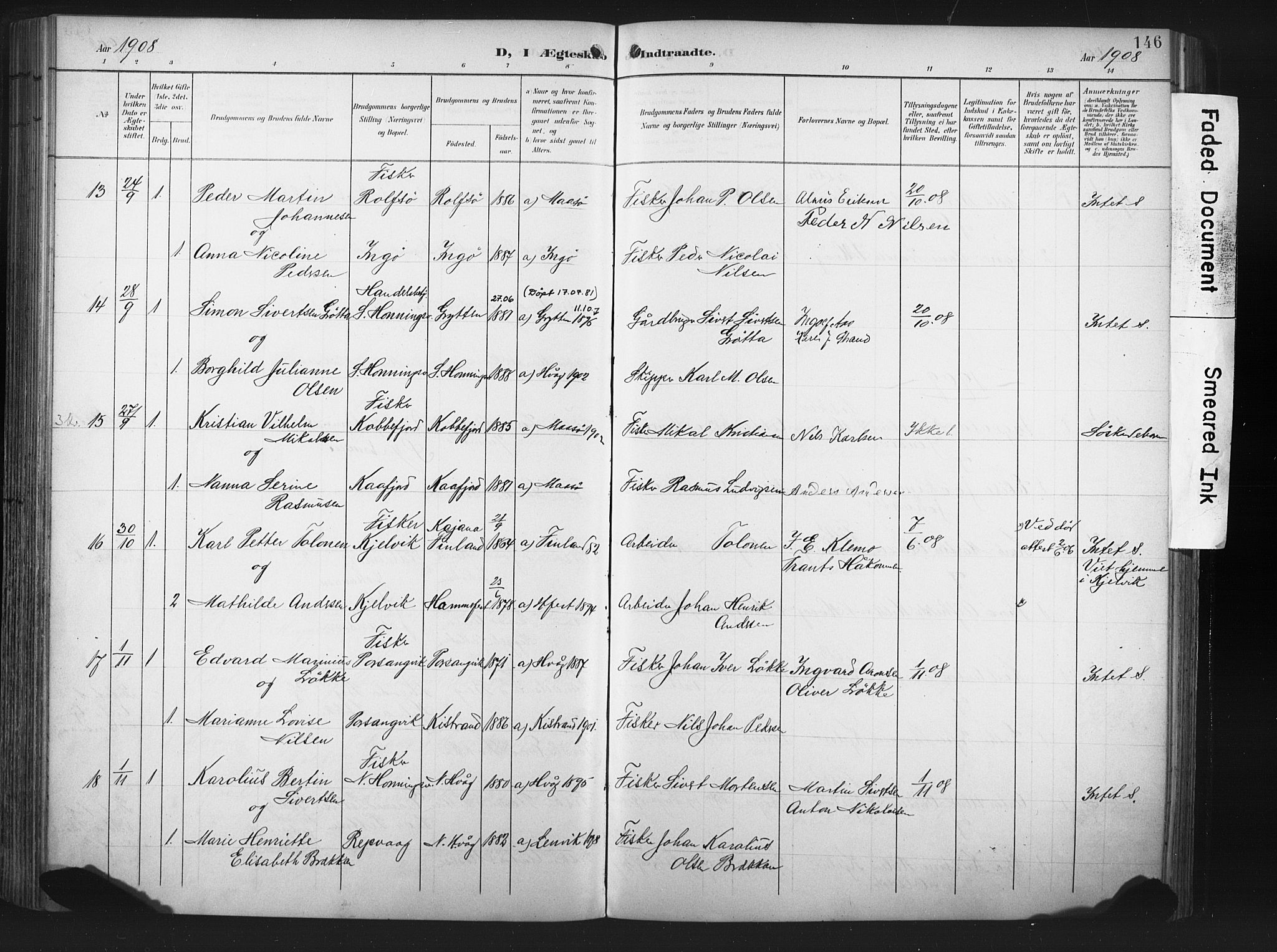 Måsøy sokneprestkontor, AV/SATØ-S-1348/H/Ha/L0008kirke: Ministerialbok nr. 8, 1900-1910, s. 146