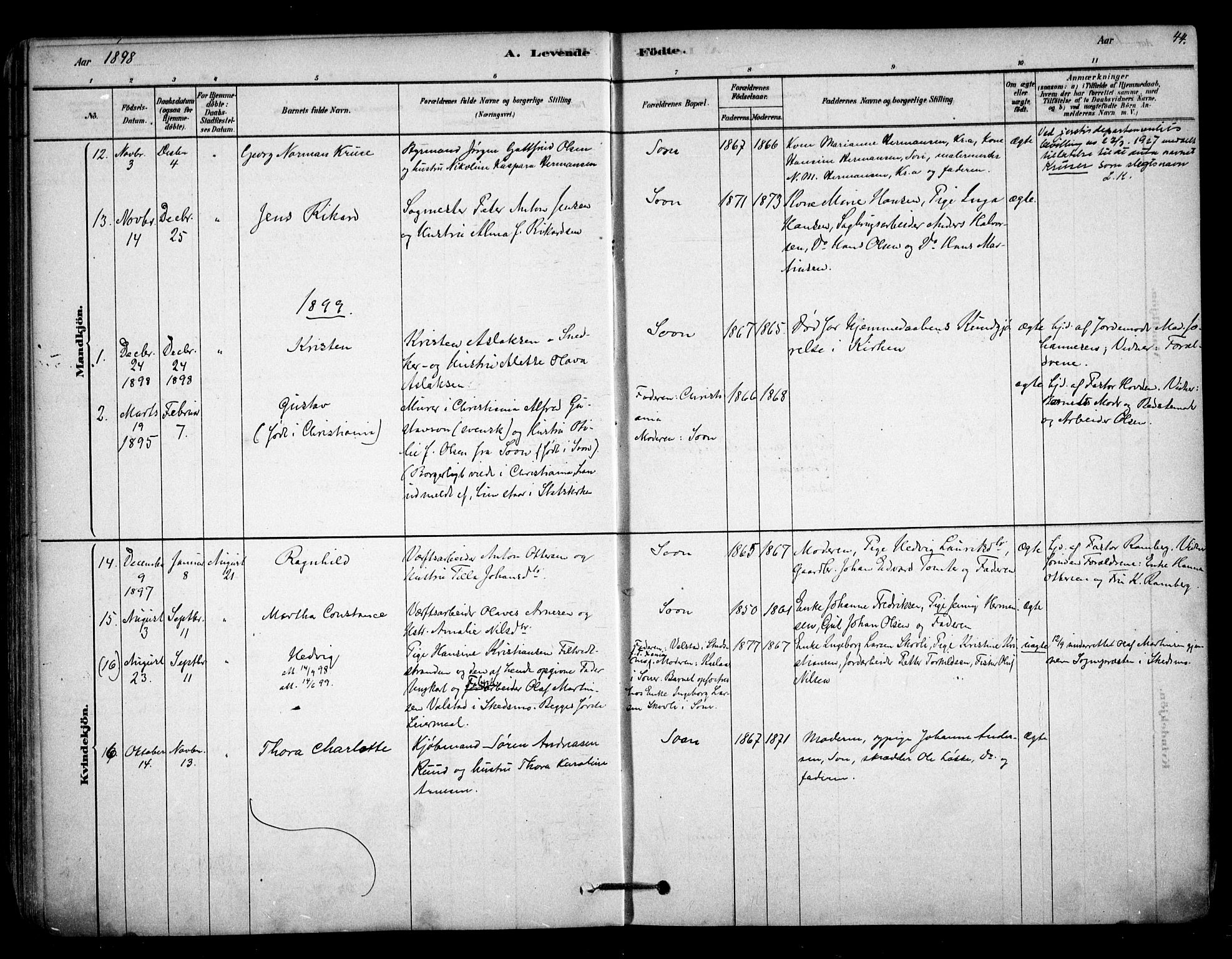 Vestby prestekontor Kirkebøker, AV/SAO-A-10893/F/Fc/L0001: Ministerialbok nr. III 1, 1878-1906, s. 44