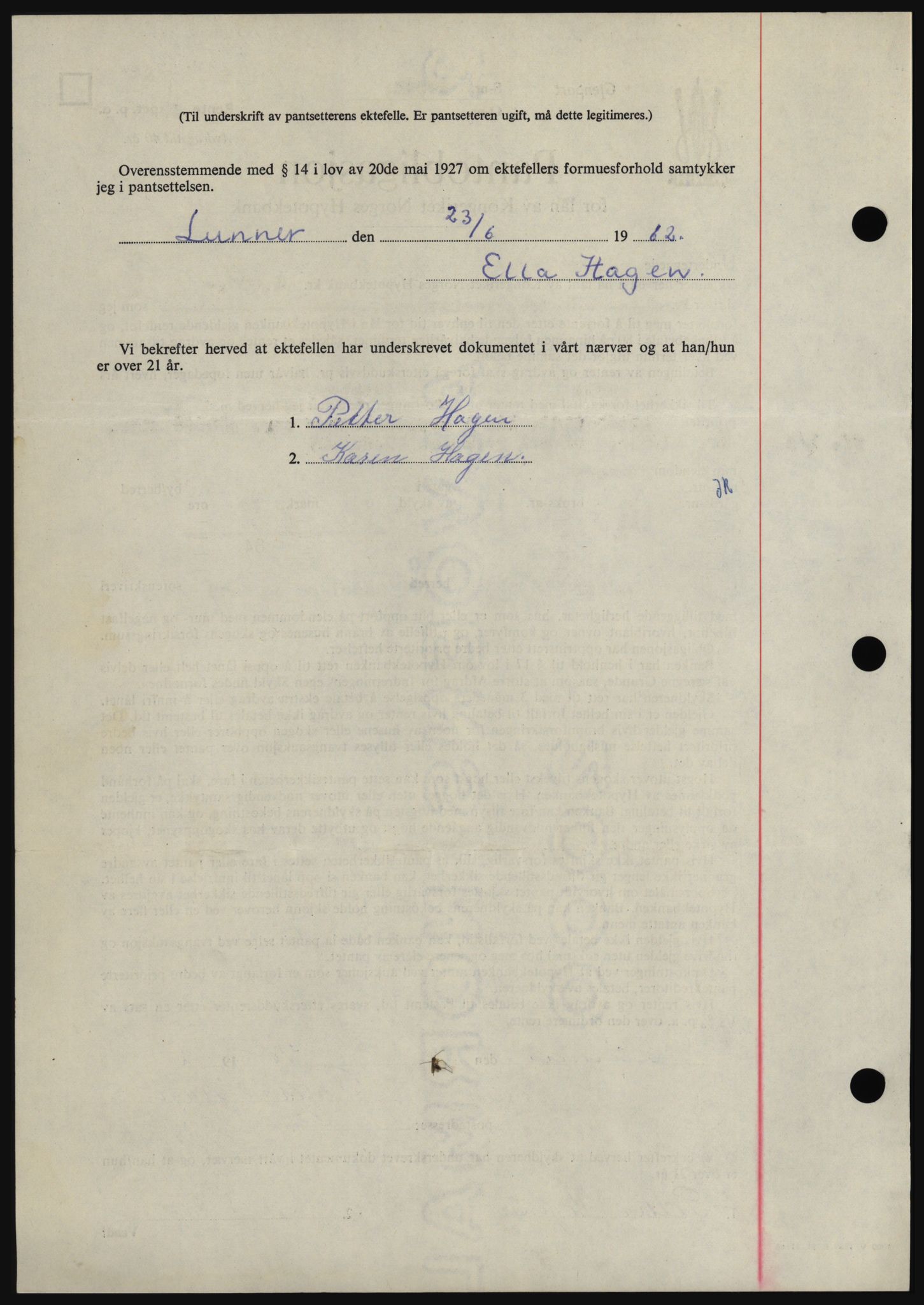 Hadeland og Land tingrett, AV/SAH-TING-010/H/Hb/Hbc/L0048: Pantebok nr. B48, 1962-1962, Dagboknr: 2194/1962