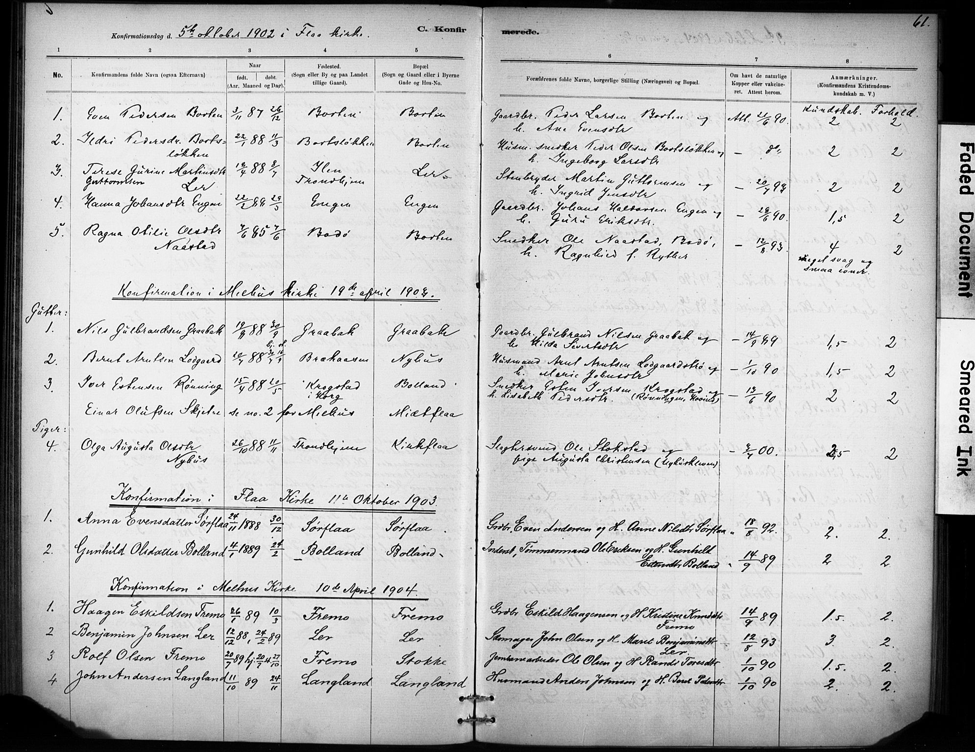 Ministerialprotokoller, klokkerbøker og fødselsregistre - Sør-Trøndelag, AV/SAT-A-1456/693/L1119: Ministerialbok nr. 693A01, 1887-1905, s. 61