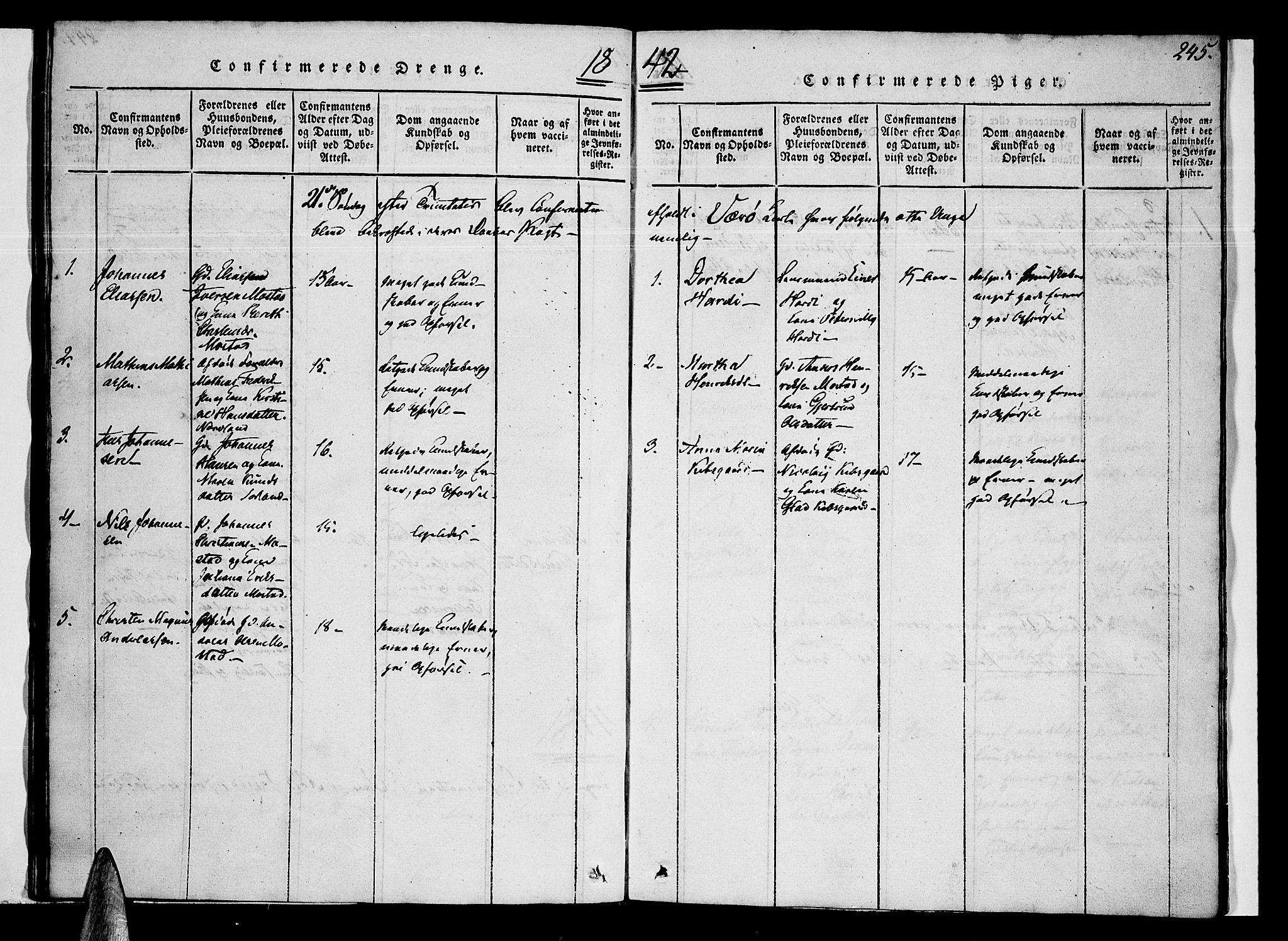 Ministerialprotokoller, klokkerbøker og fødselsregistre - Nordland, SAT/A-1459/807/L0120: Ministerialbok nr. 807A03, 1821-1848, s. 245
