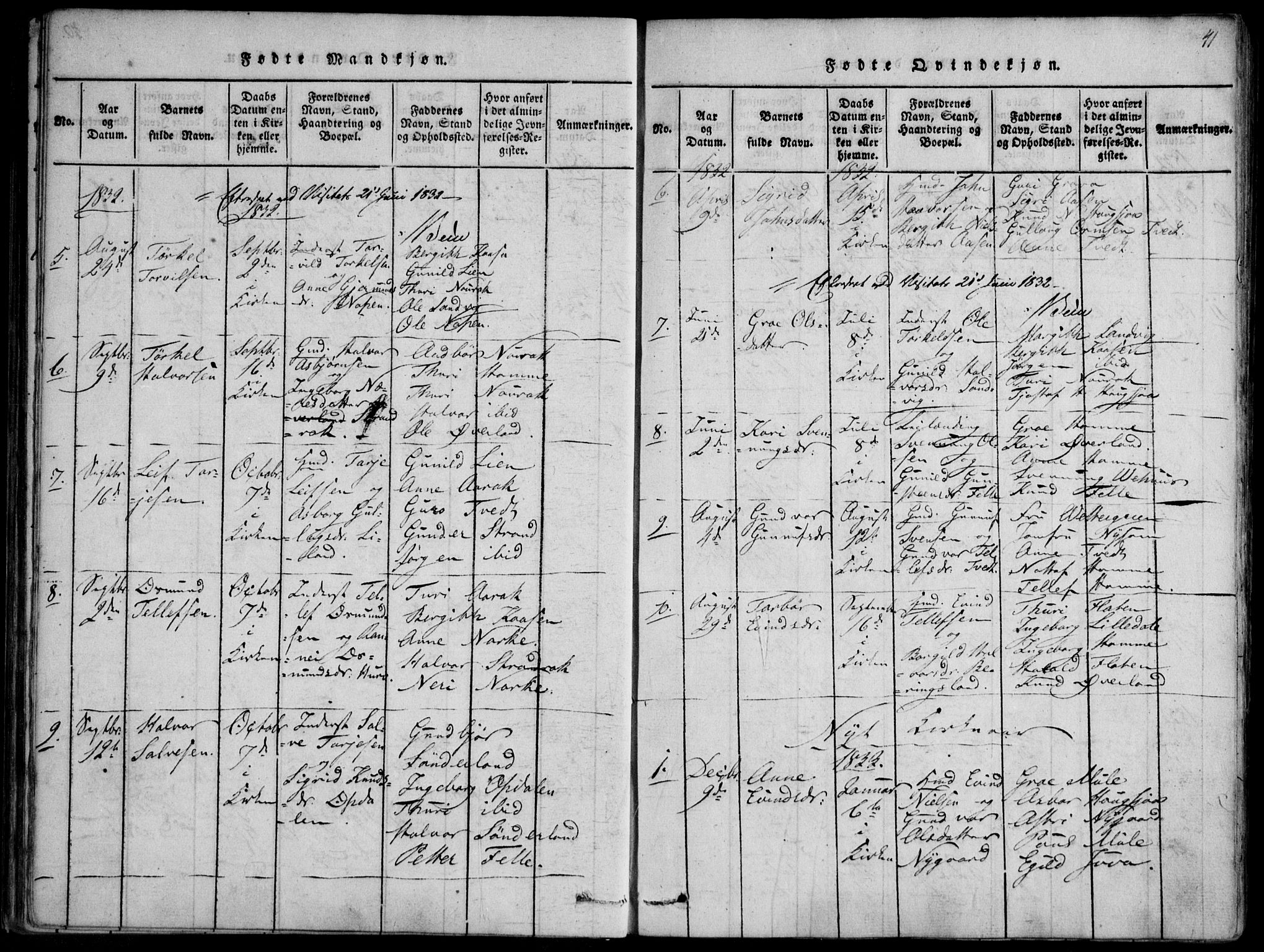 Nissedal kirkebøker, AV/SAKO-A-288/F/Fb/L0001: Ministerialbok nr. II 1, 1814-1845, s. 41