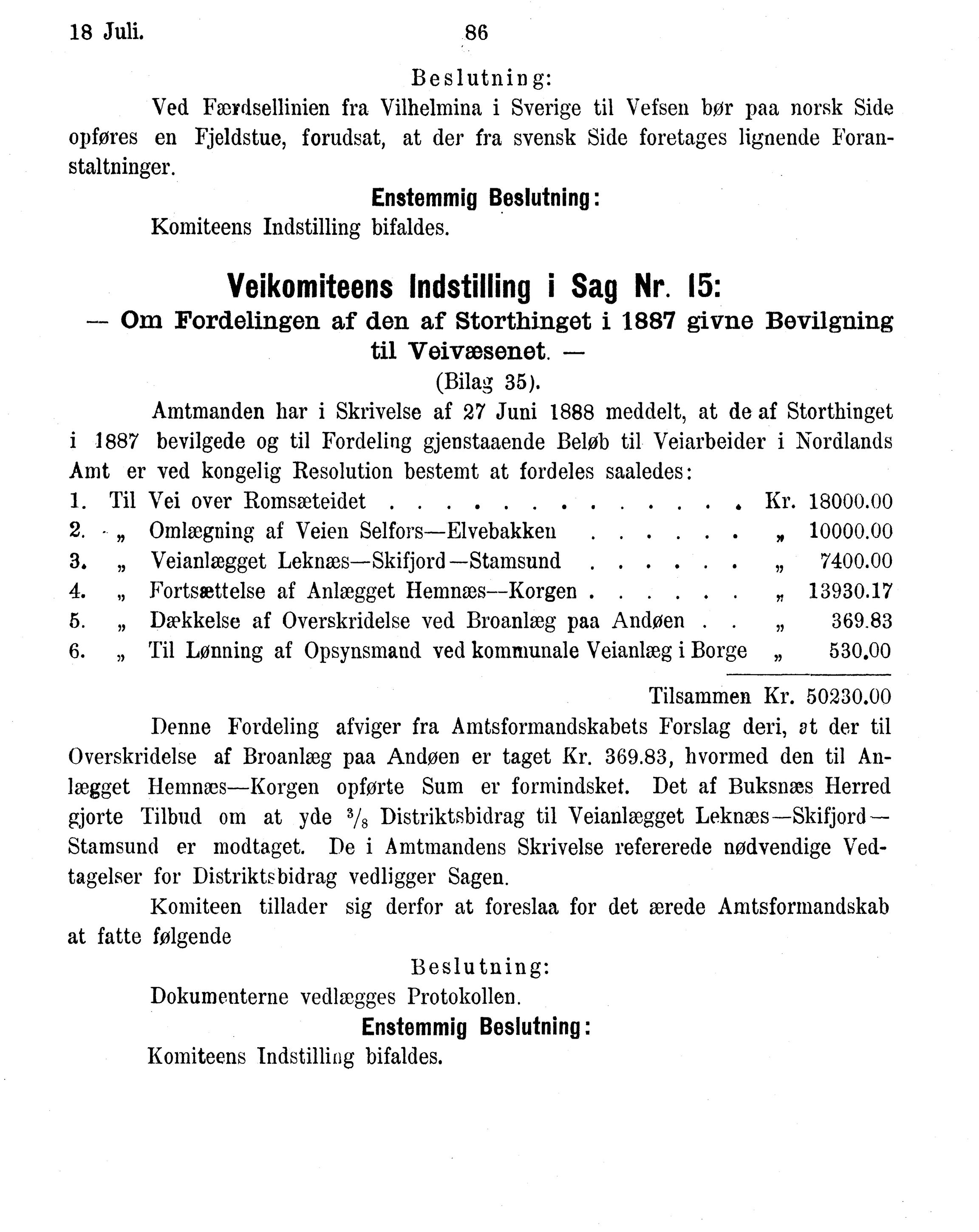 Nordland Fylkeskommune. Fylkestinget, AIN/NFK-17/176/A/Ac/L0015: Fylkestingsforhandlinger 1886-1890, 1886-1890