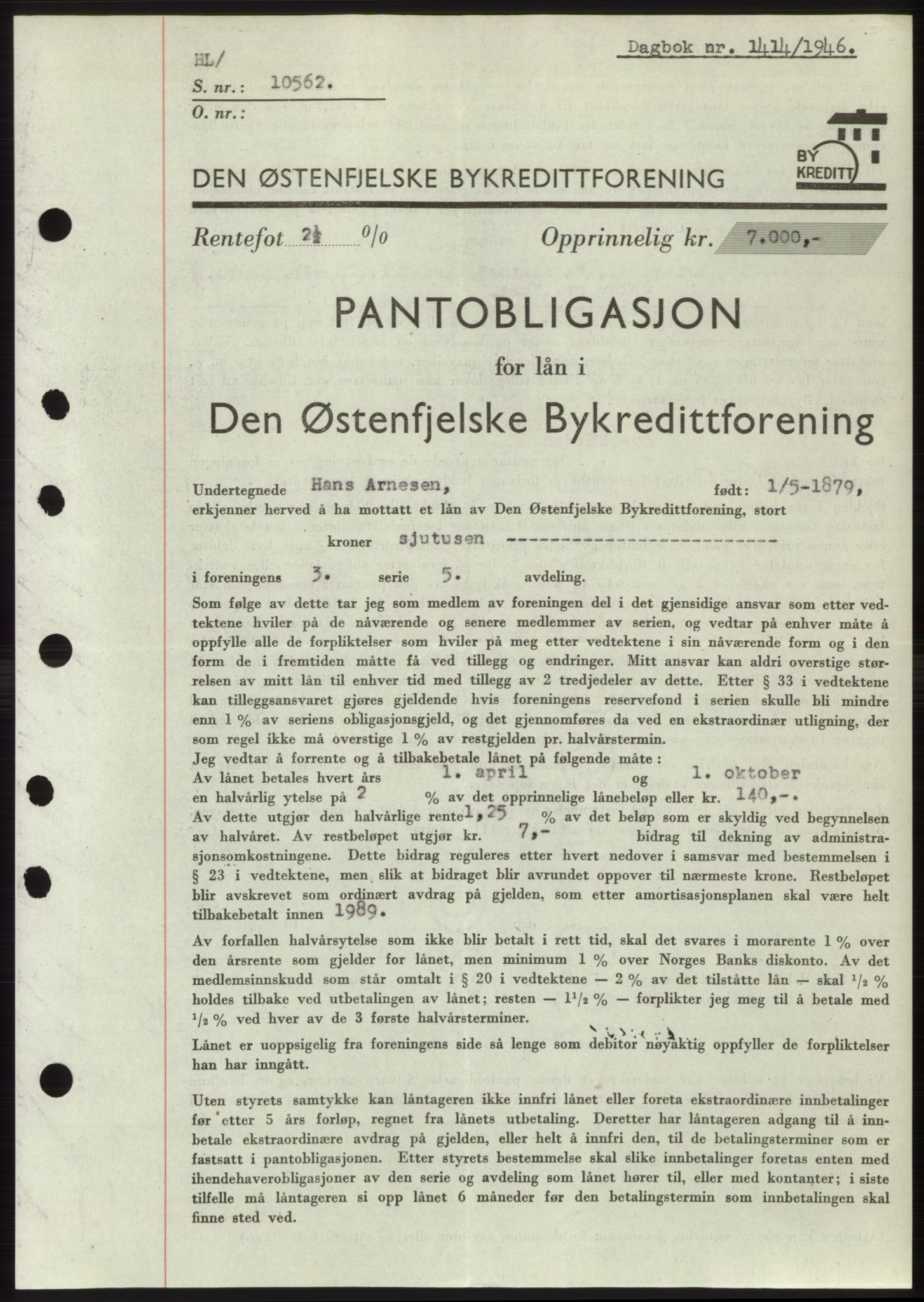 Moss sorenskriveri, AV/SAO-A-10168: Pantebok nr. B15, 1946-1946, Dagboknr: 1414/1946