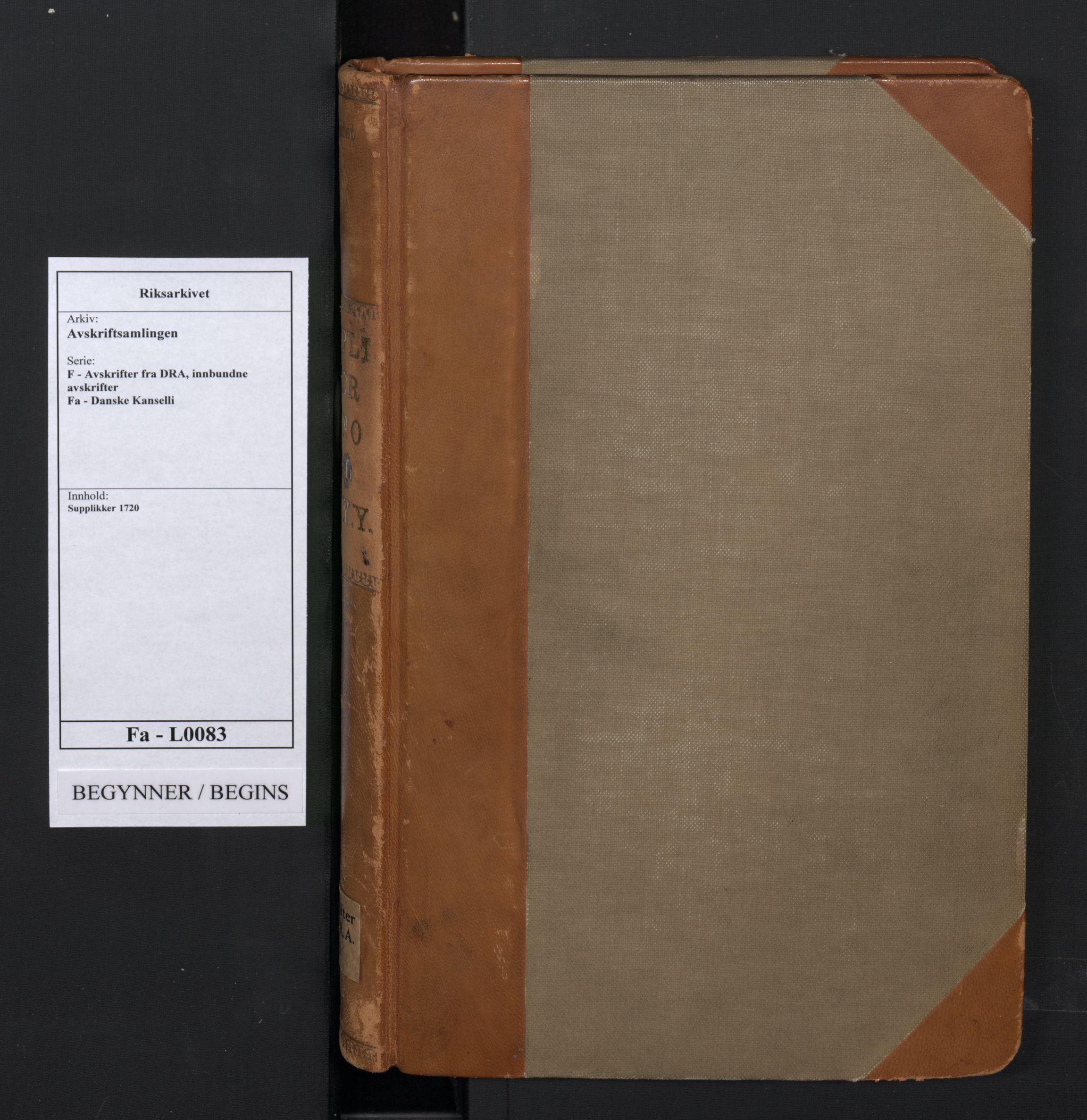 Avskriftsamlingen, AV/RA-EA-4022/F/Fa/L0083: Supplikker, 1720, s. 1