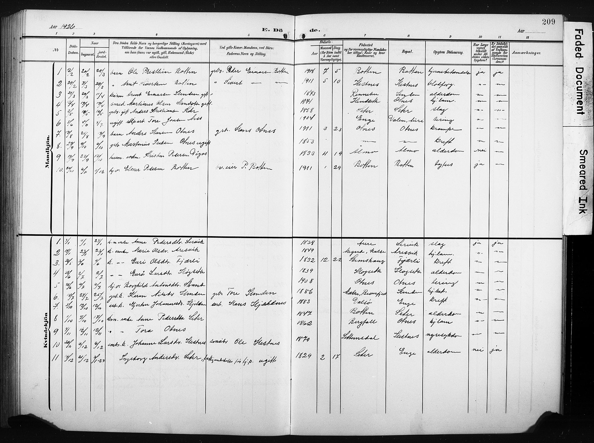 Ministerialprotokoller, klokkerbøker og fødselsregistre - Møre og Romsdal, SAT/A-1454/580/L0927: Klokkerbok nr. 580C02, 1904-1932, s. 209