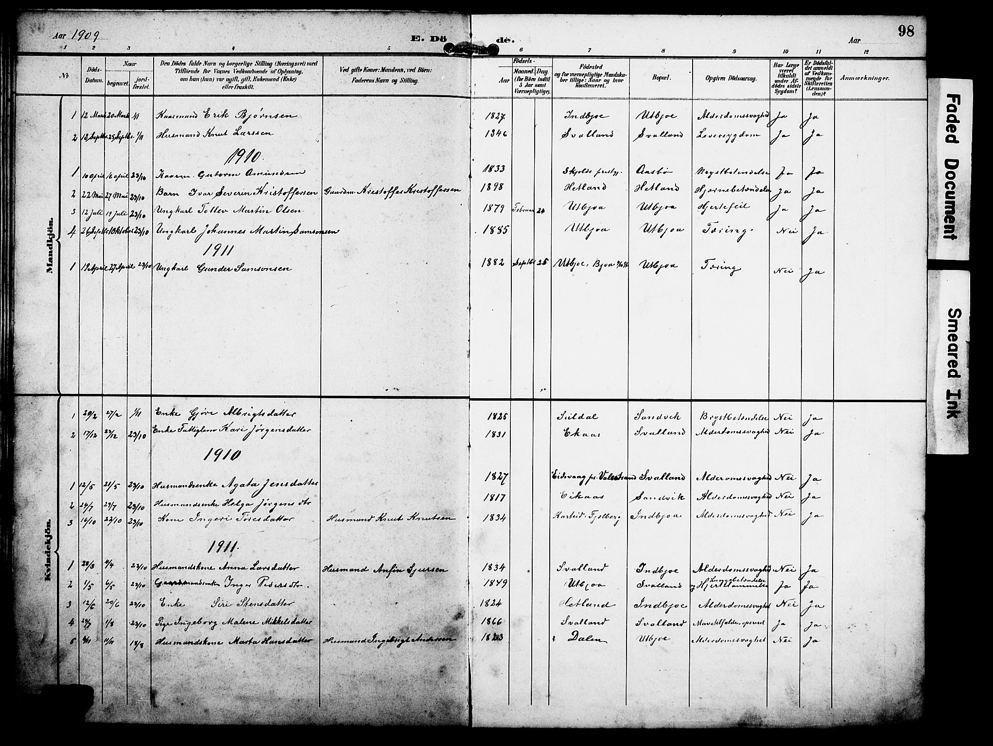 Ølen Sokneprestembete, AV/SAB-A-79201/H/Hab: Klokkerbok nr. B 1, 1895-1930, s. 98