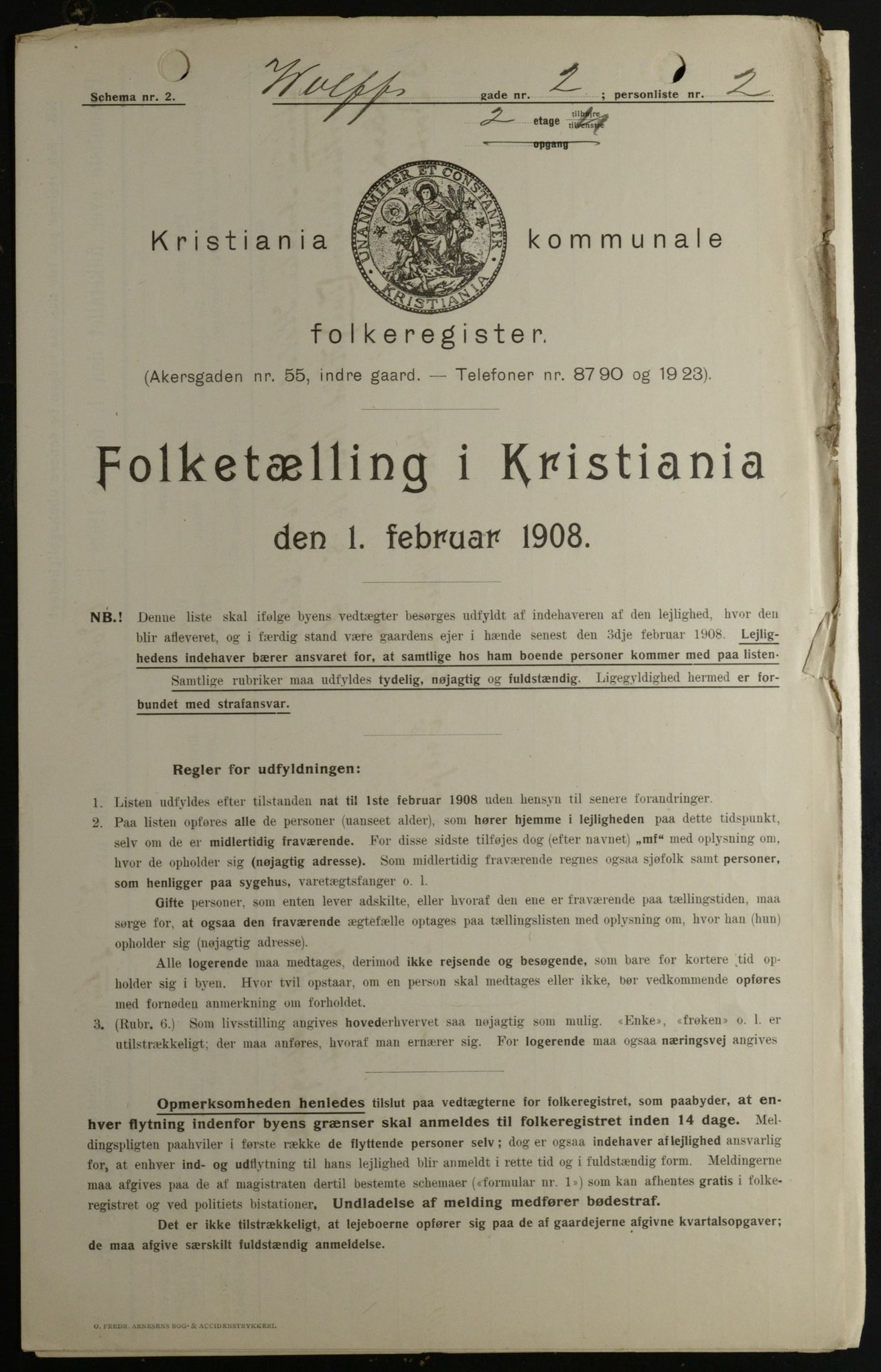 OBA, Kommunal folketelling 1.2.1908 for Kristiania kjøpstad, 1908, s. 115375