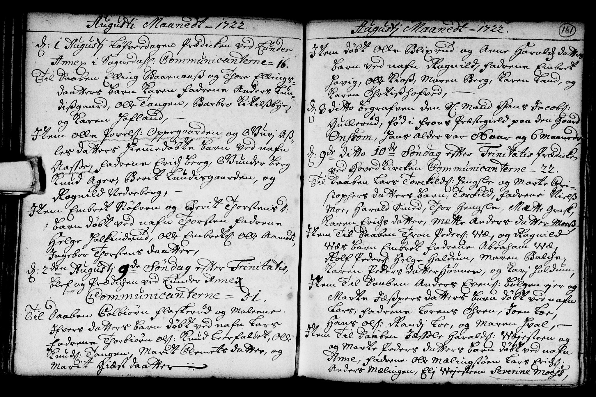 Norderhov kirkebøker, SAKO/A-237/G/Ga/L0001: Klokkerbok nr. I 1, 1717-1725, s. 161