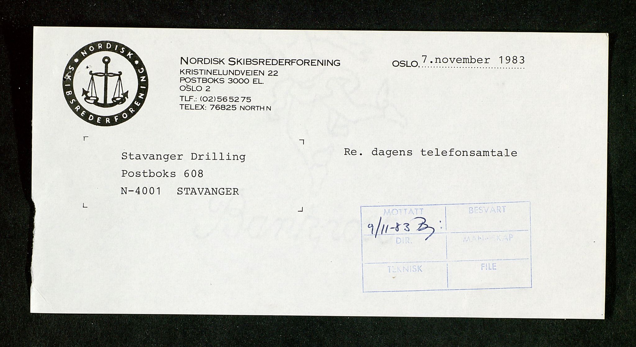 Pa 1503 - Stavanger Drilling AS, AV/SAST-A-101906/Da/L0018: Alexander L. Kielland - Saks- og korrespondansearkiv, 1982-1991, s. 14