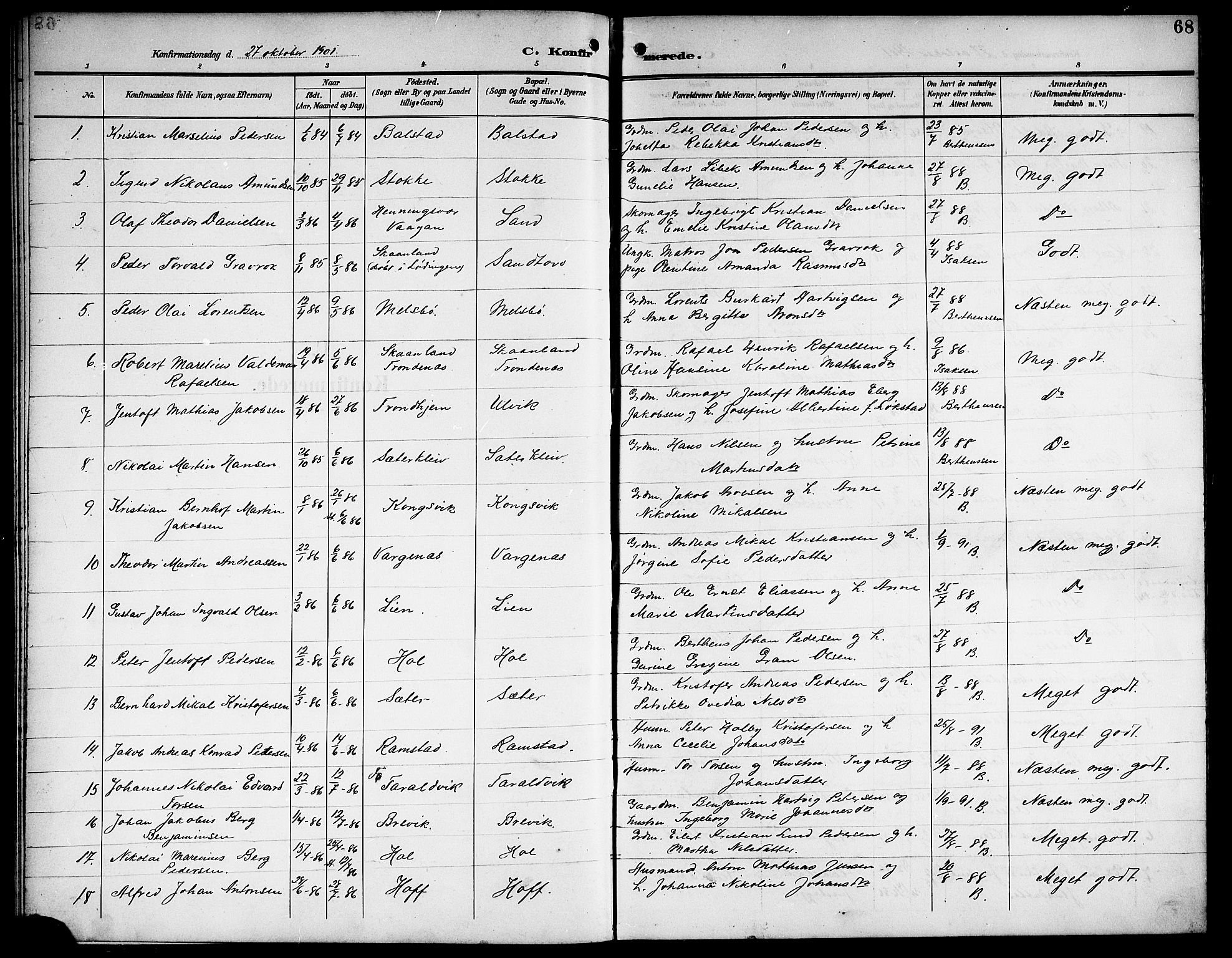 Ministerialprotokoller, klokkerbøker og fødselsregistre - Nordland, SAT/A-1459/865/L0932: Klokkerbok nr. 865C04, 1901-1917, s. 68